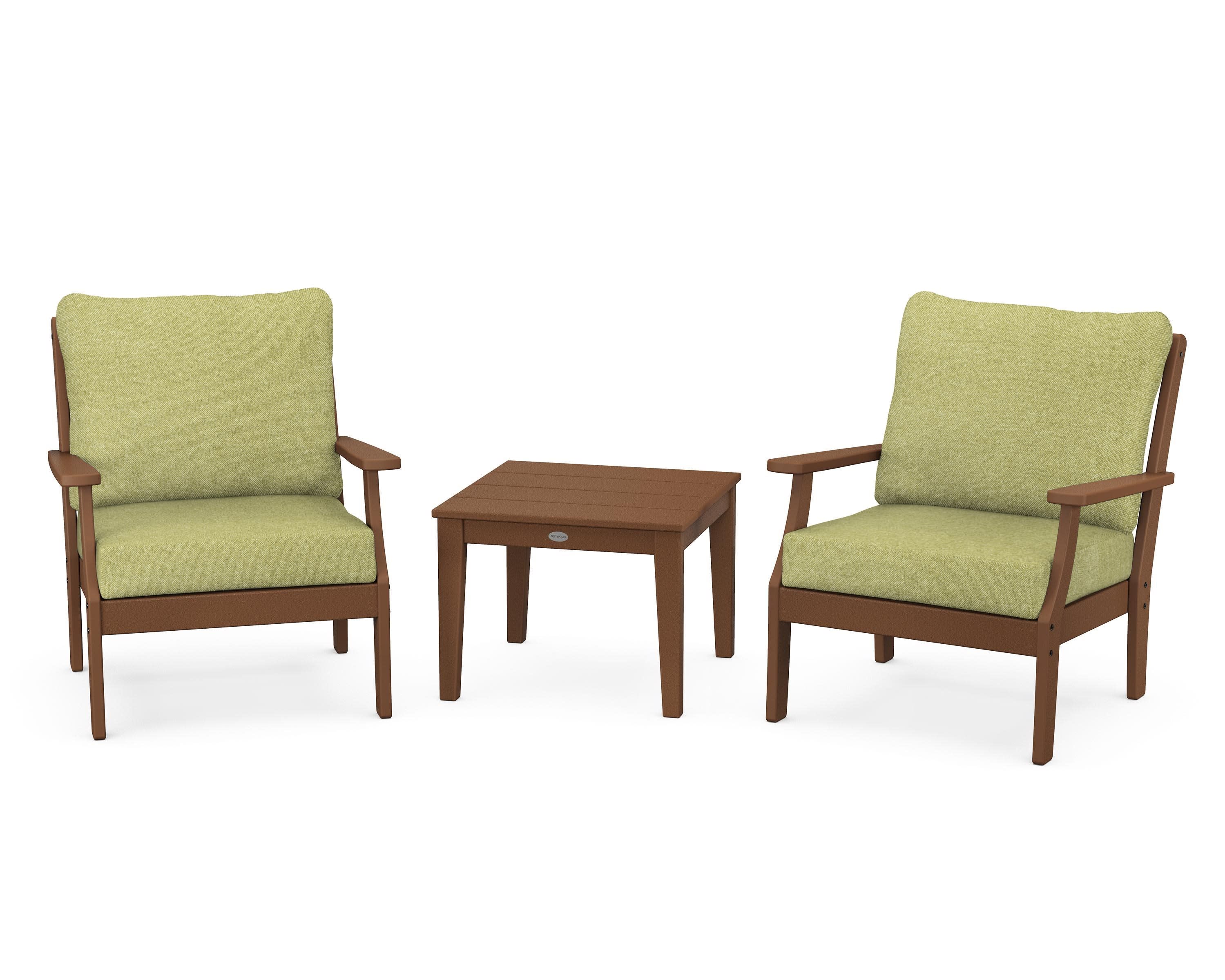 Braxton 3-Piece Deep Seating Set in Teak / Chartreuse Boucle