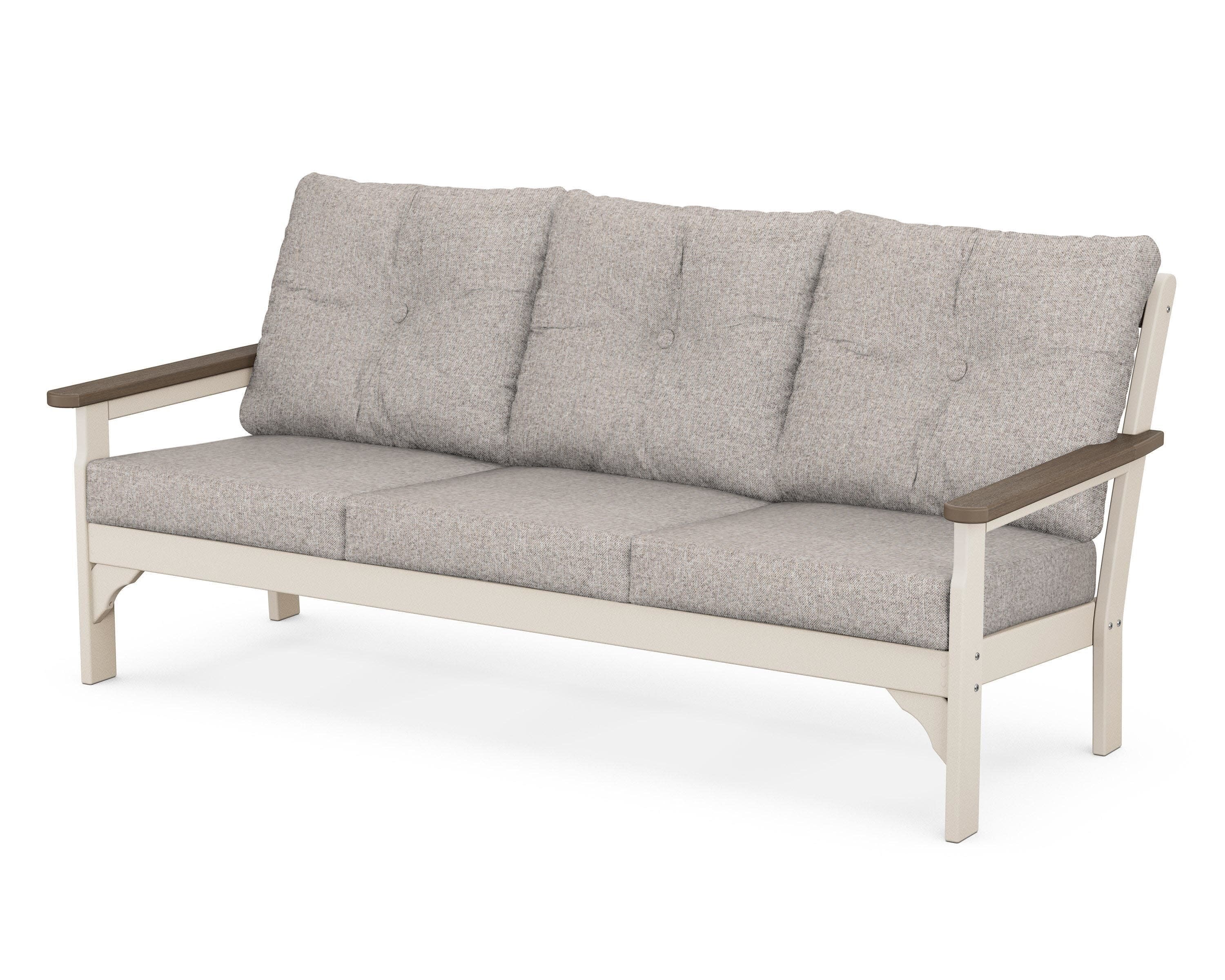 Vineyard Deep Seating Sofa in Sand / Kona / Weathered Tweed