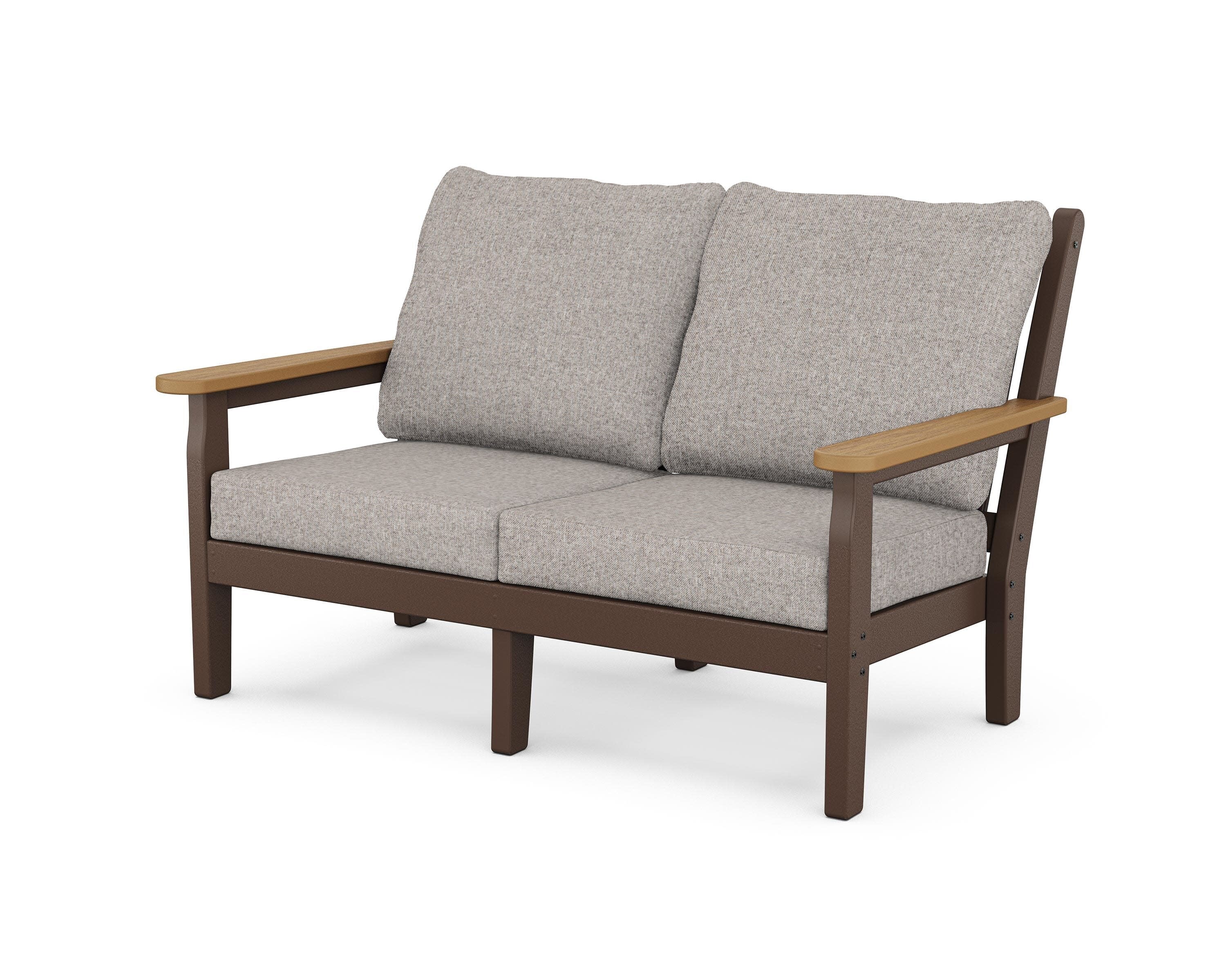 Chippendale Deep Seating Loveseat in Mahogany / Natural / Weathered Tweed