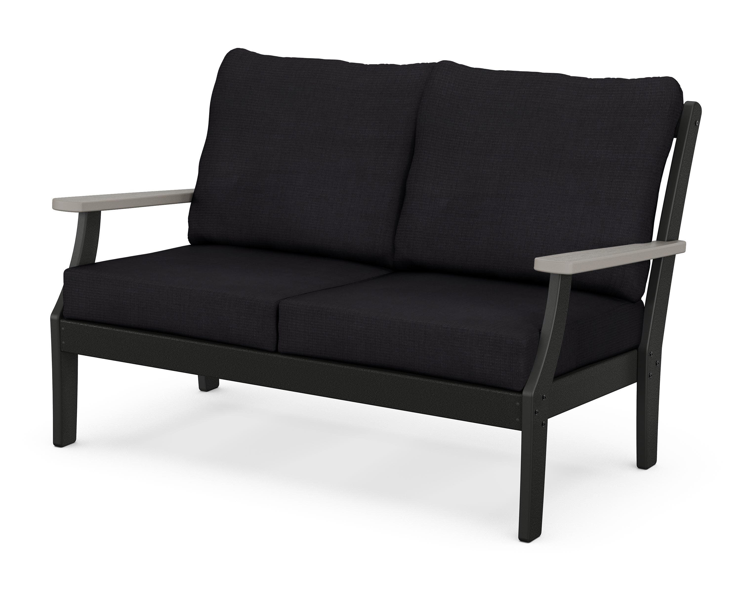 Braxton Deep Seating Loveseat in Black / Driftwood / Midnight Linen