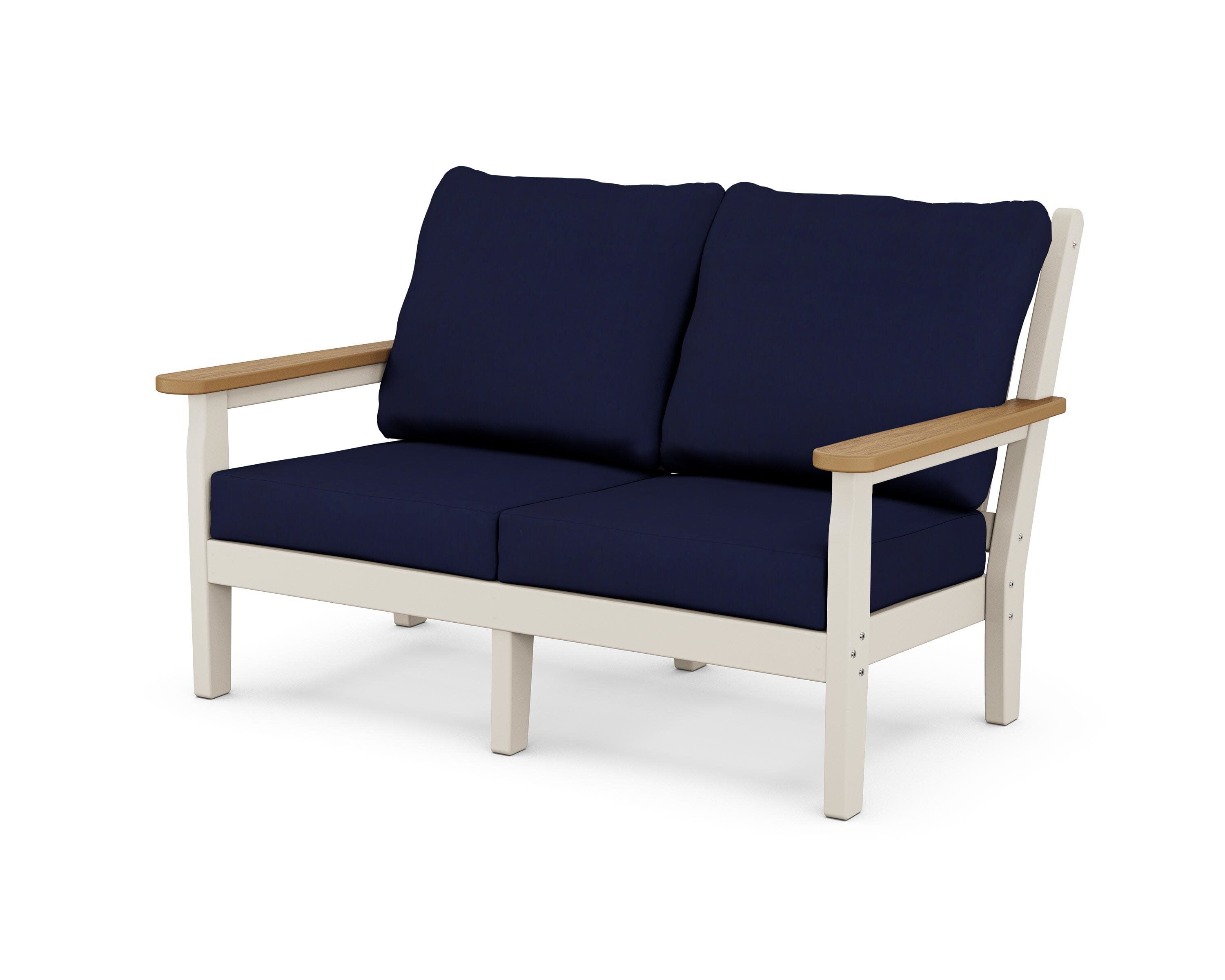 Chippendale Deep Seating Loveseat in Sand / Natural / Navy