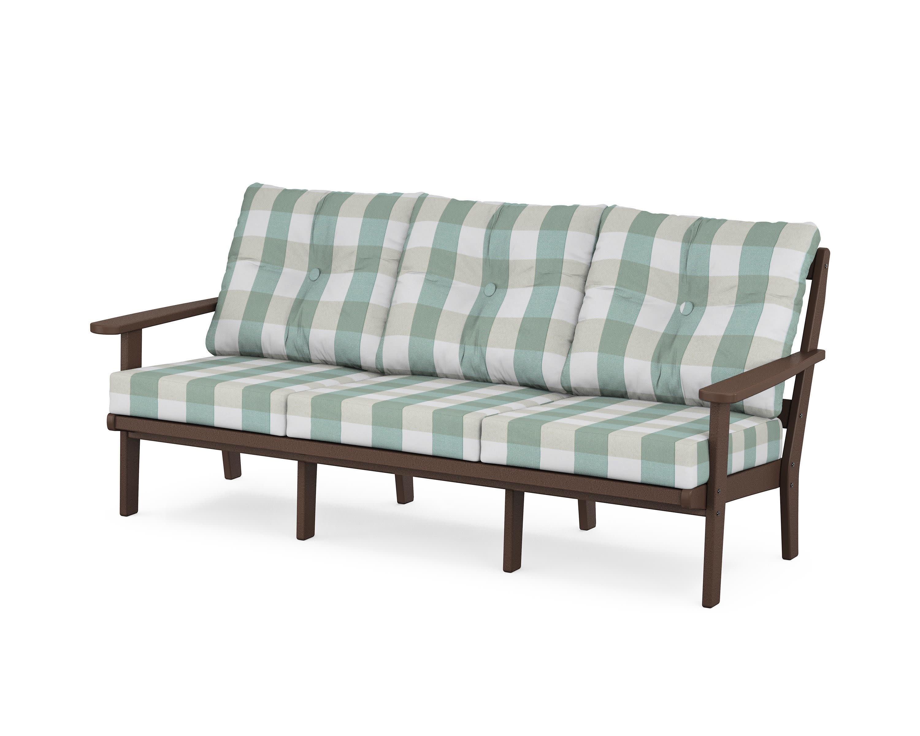 Mission Deep Seating Sofa in Mahogany / Buffalo Plaid Glacier Spa