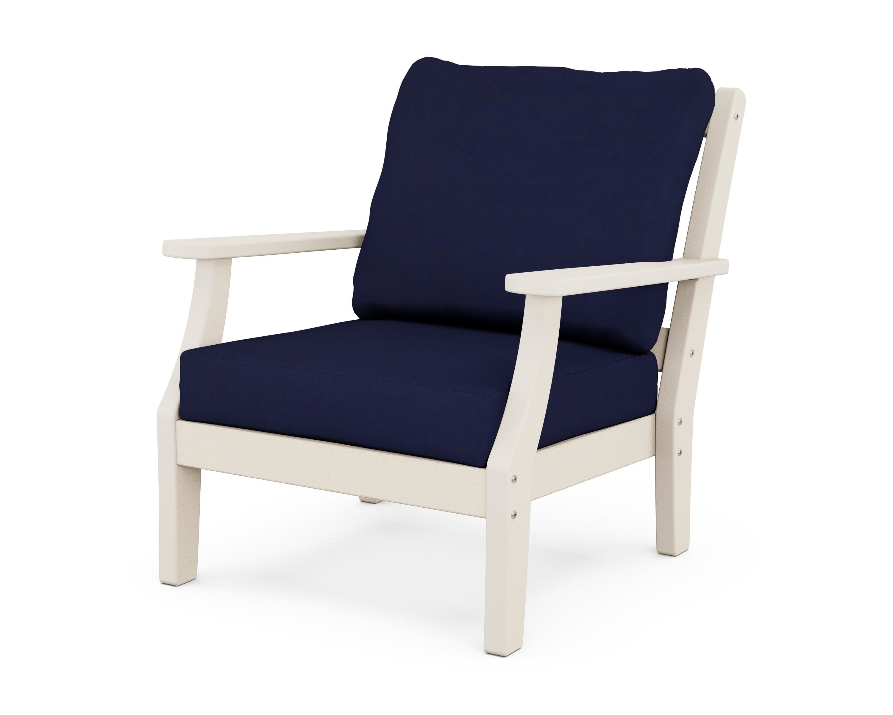 Chinoiserie Deep Seating Chair in Sand / Navy