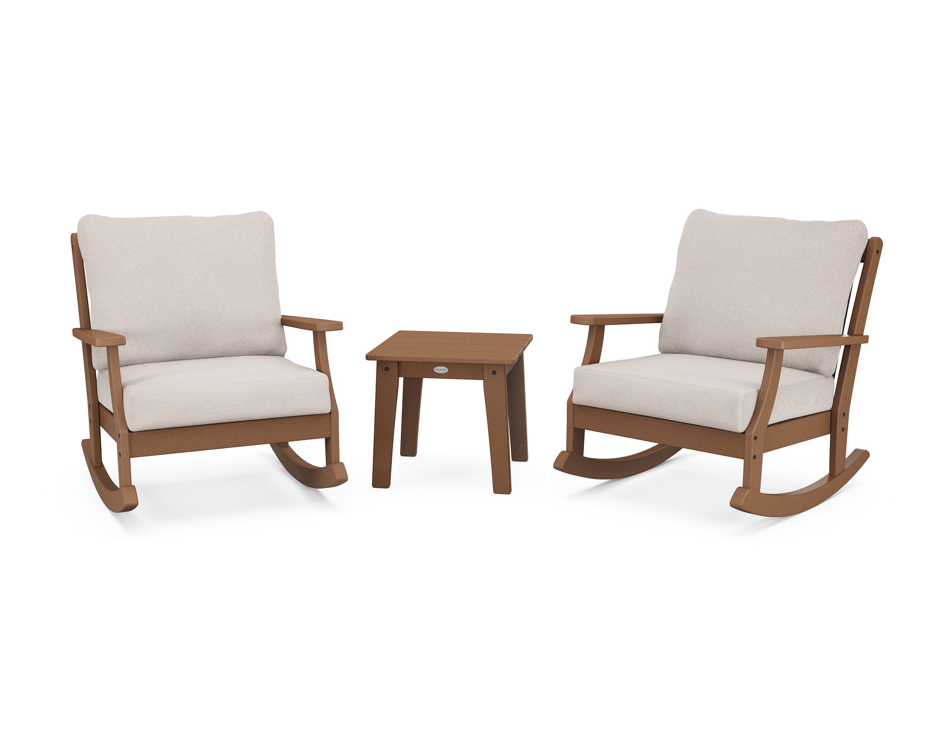 Braxton 3-Piece Deep Seating Rocker Set in Teak / Dune Burlap