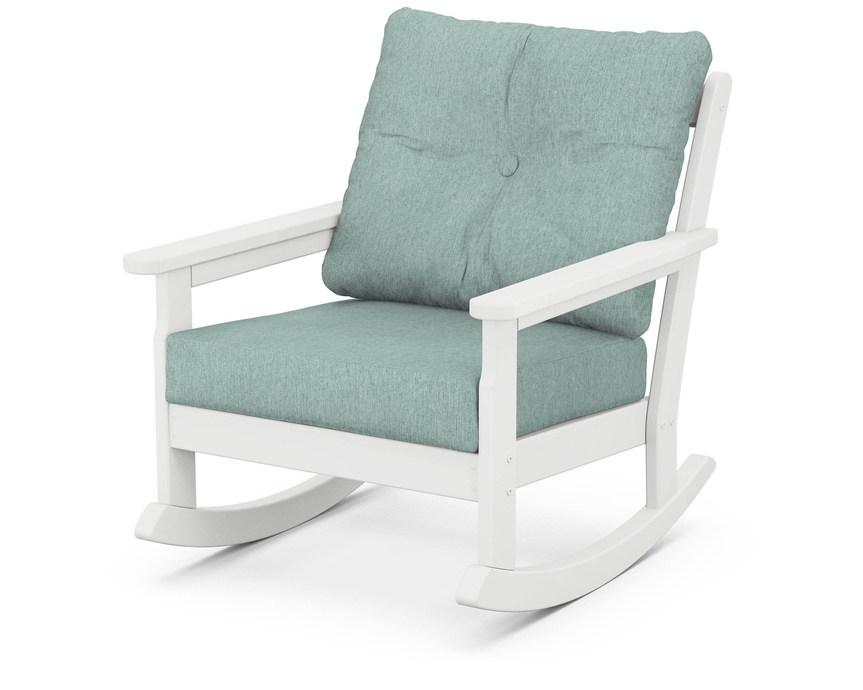 Vineyard Deep Seating Rocking Chair in White / Glacier Spa
