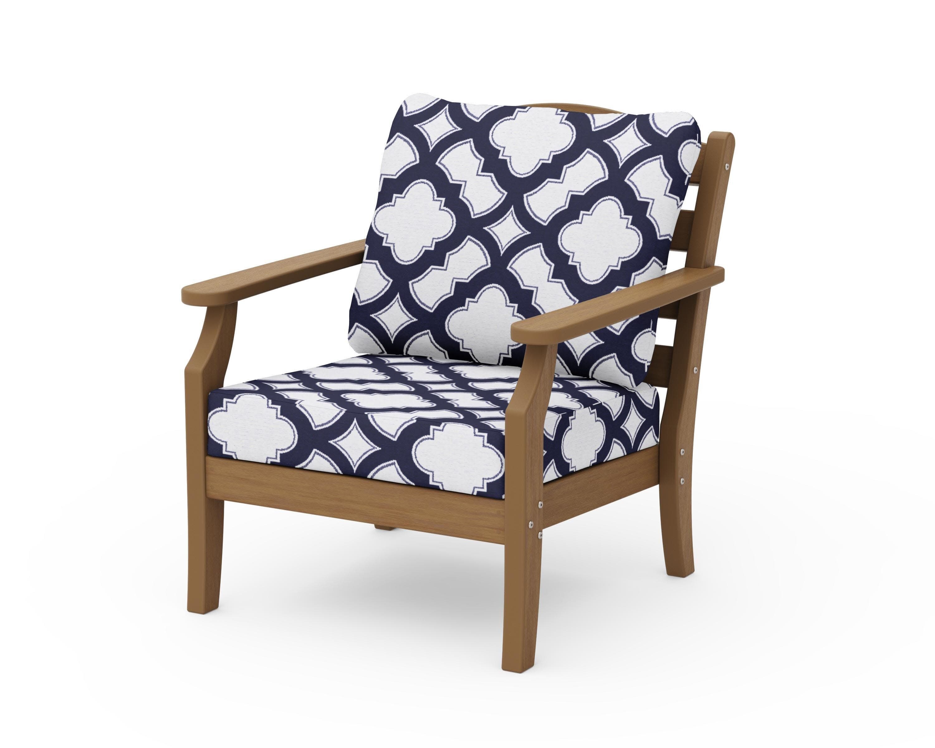 Savannah Deep Seating Chair in Natural / Trellis Navy