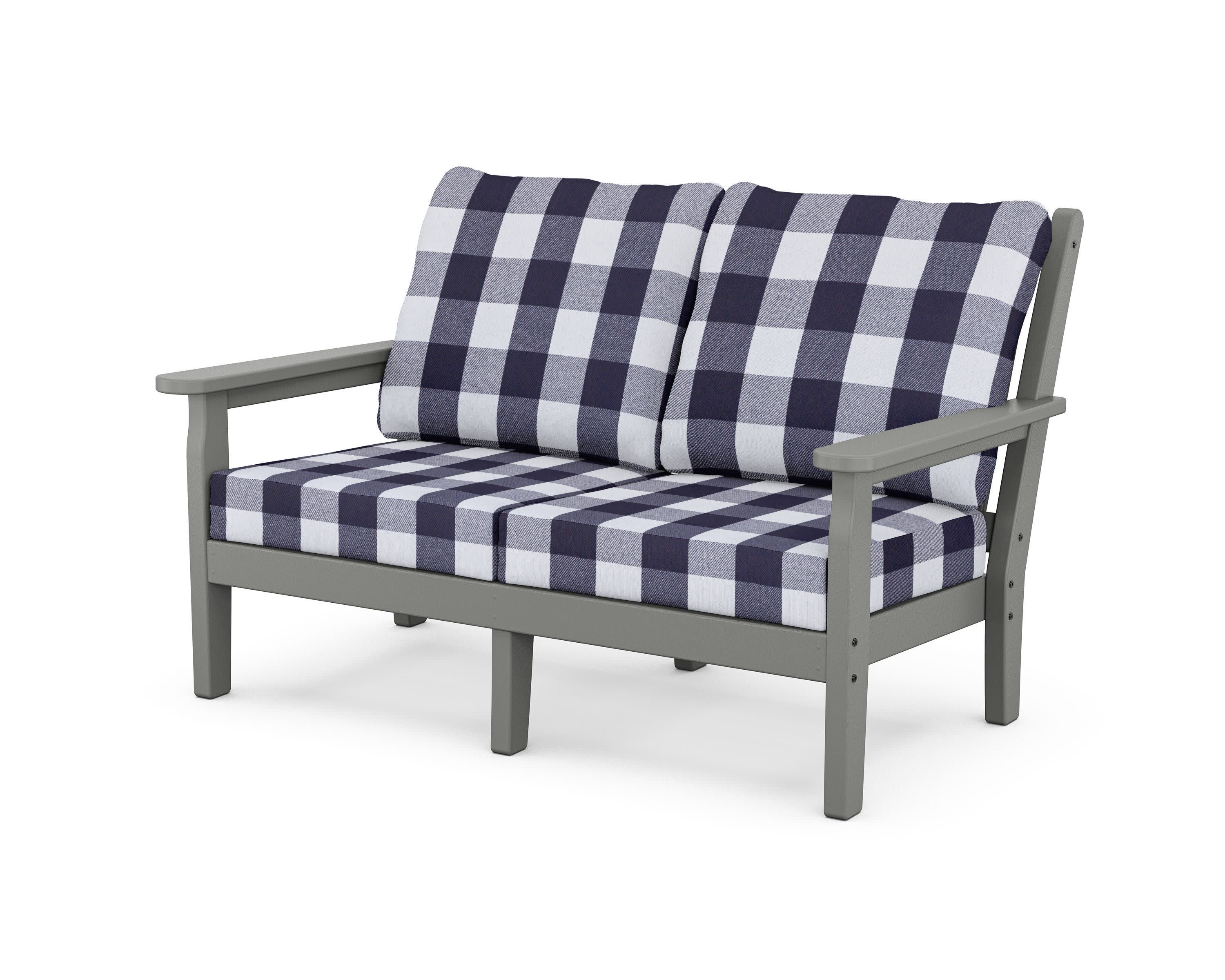 Chippendale Deep Seating Loveseat in Slate Grey / Buffalo Plaid Navy