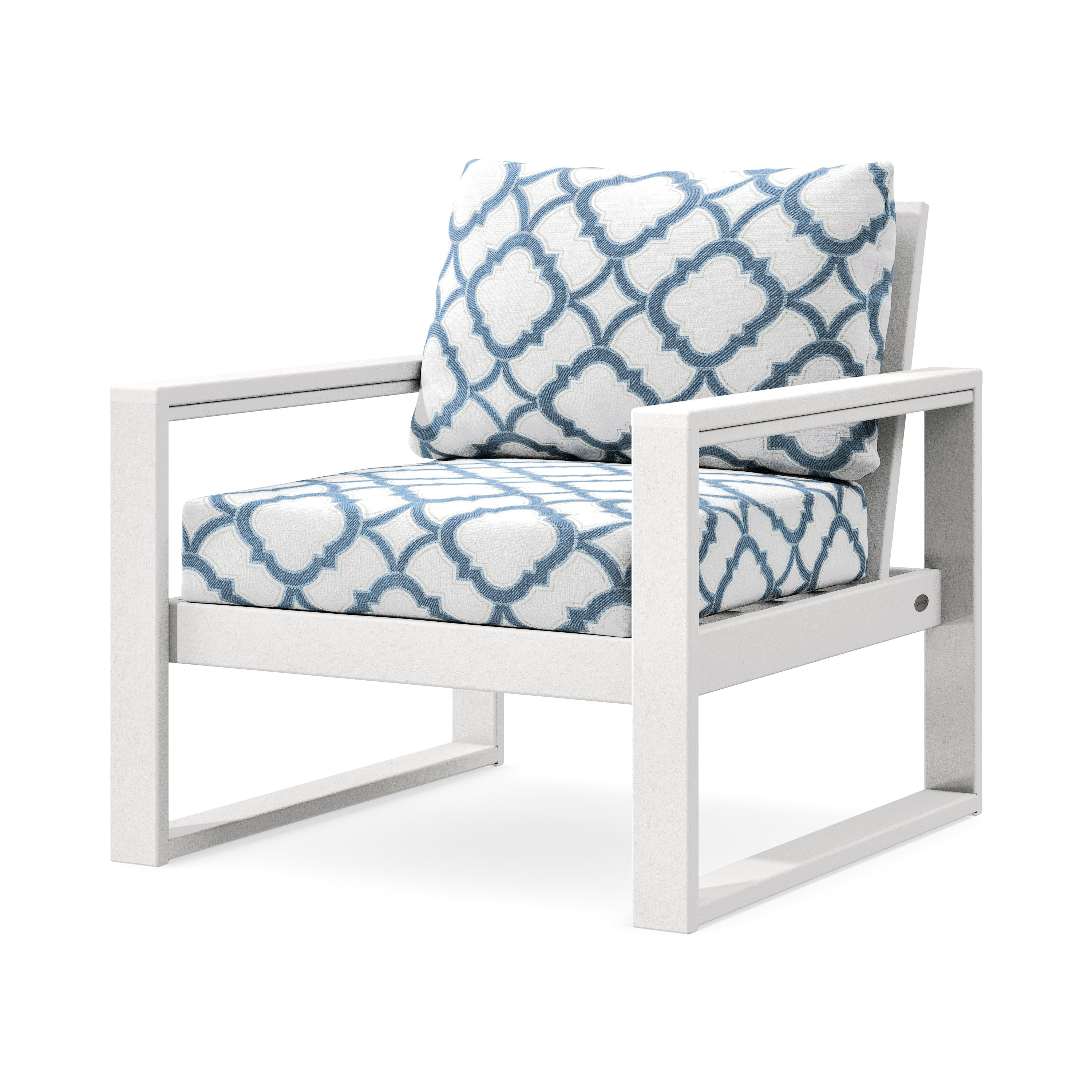 EDGE Club Chair in White / Trellis Sky Blue