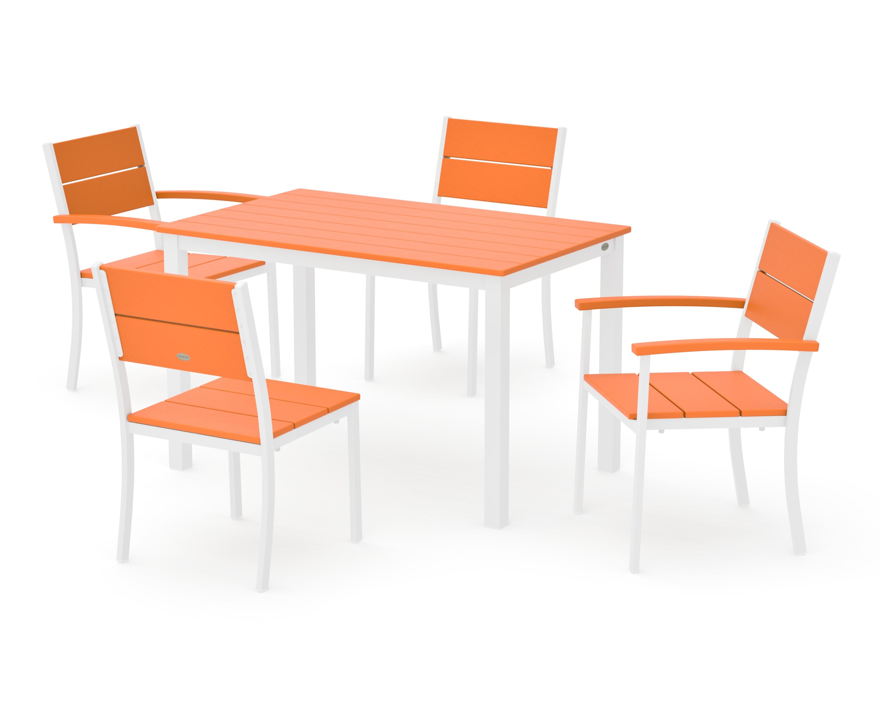 Main Street 5-Piece Dining Set in White / Tangerine
