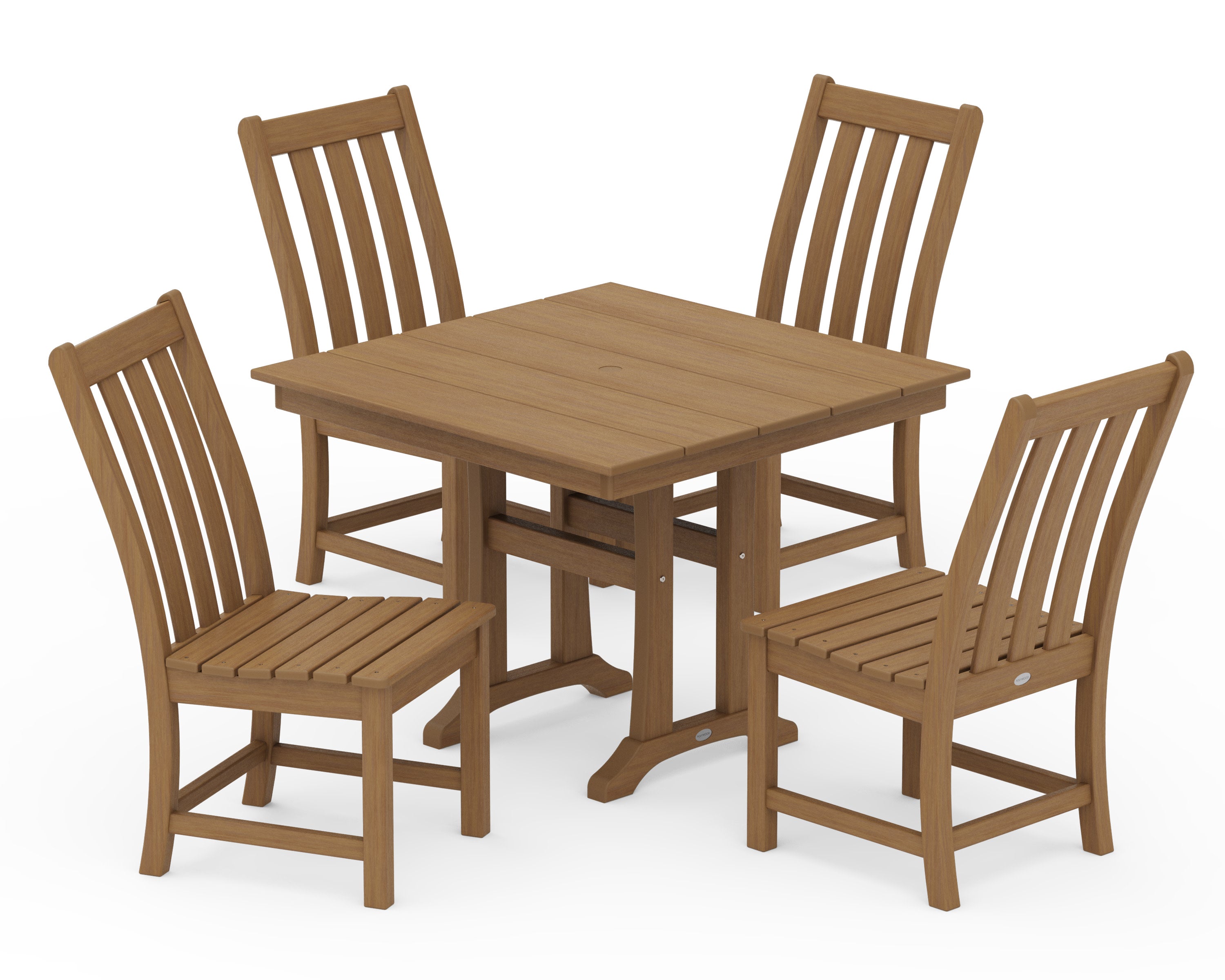 Vineyard 5-Piece Farmhouse Trestle Side Chair Dining Set in Natural