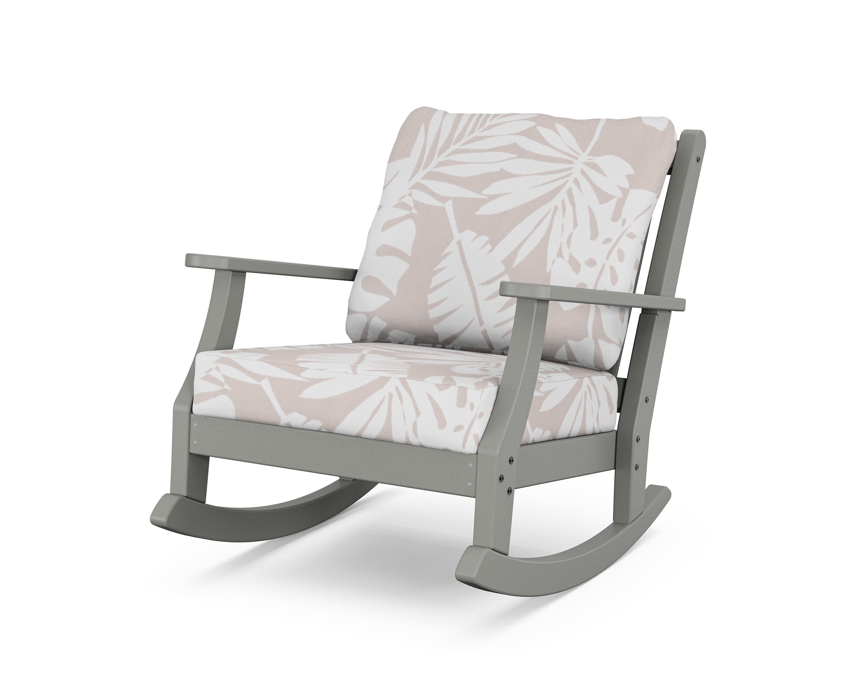 Wovendale Deep Seating Rocking Chair in Slate Grey / Leaf Dune Burlap