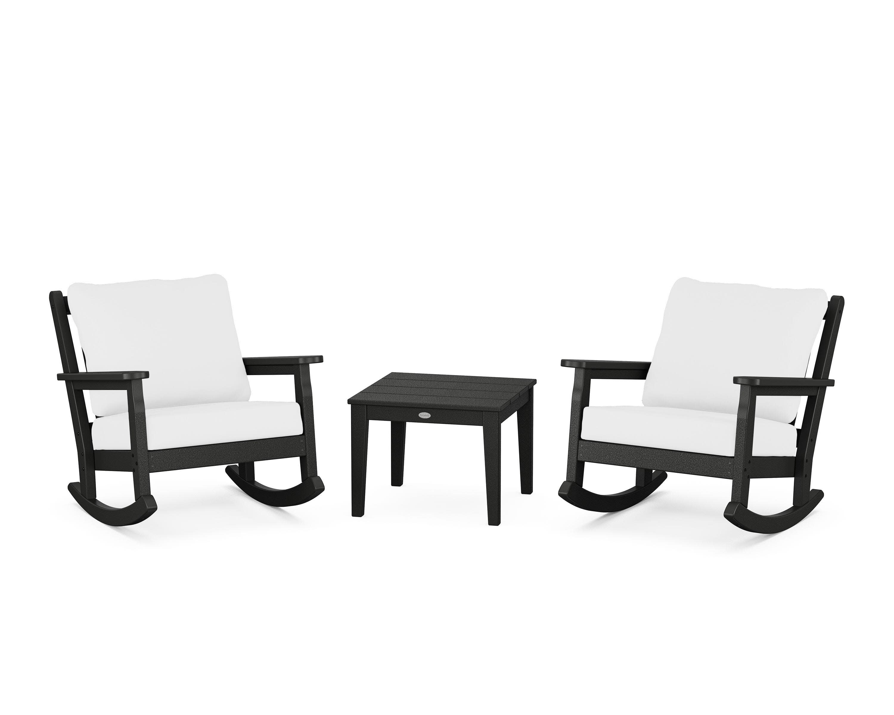 Chippendale 3-Piece Deep Seating Rocker Set in Black / Natural