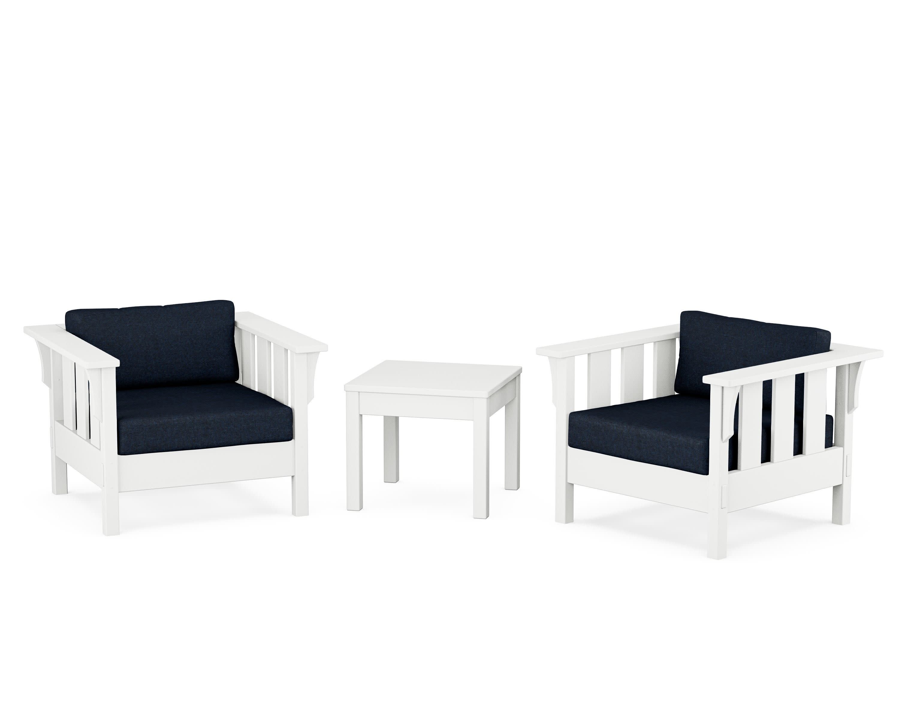 Acadia 3-Piece Deep Seating Set in White / Marine Indigo