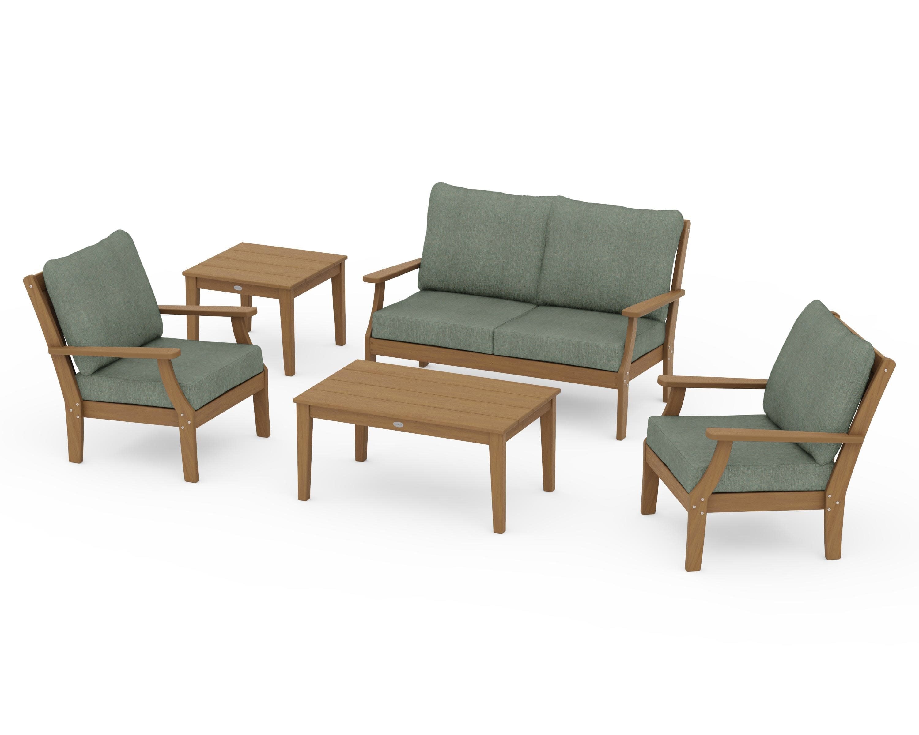 Braxton 5-Piece Deep Seating Set in Natural / Cast Sage