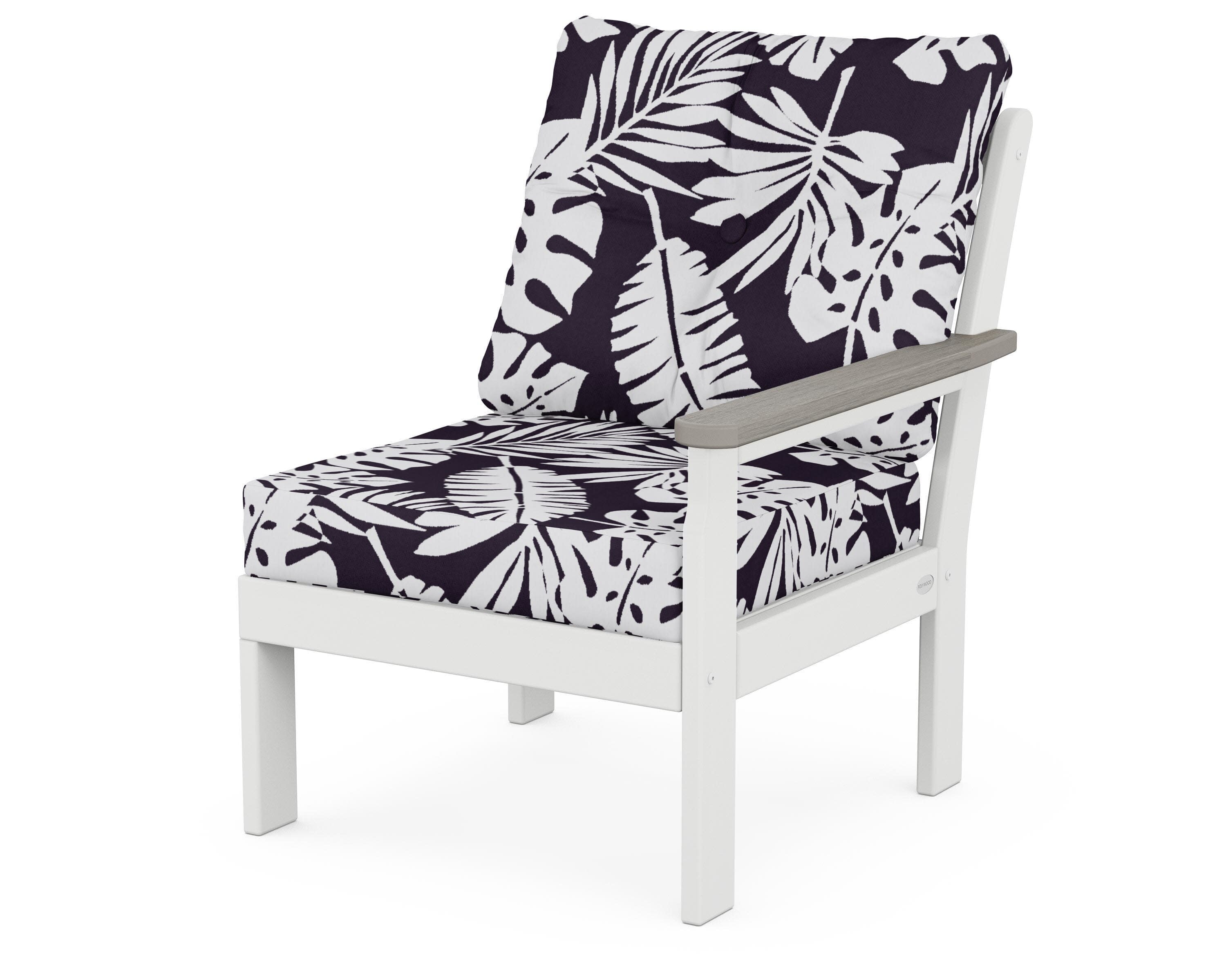 Vineyard Modular Right Arm Chair in White / Driftwood / Leaf Navy