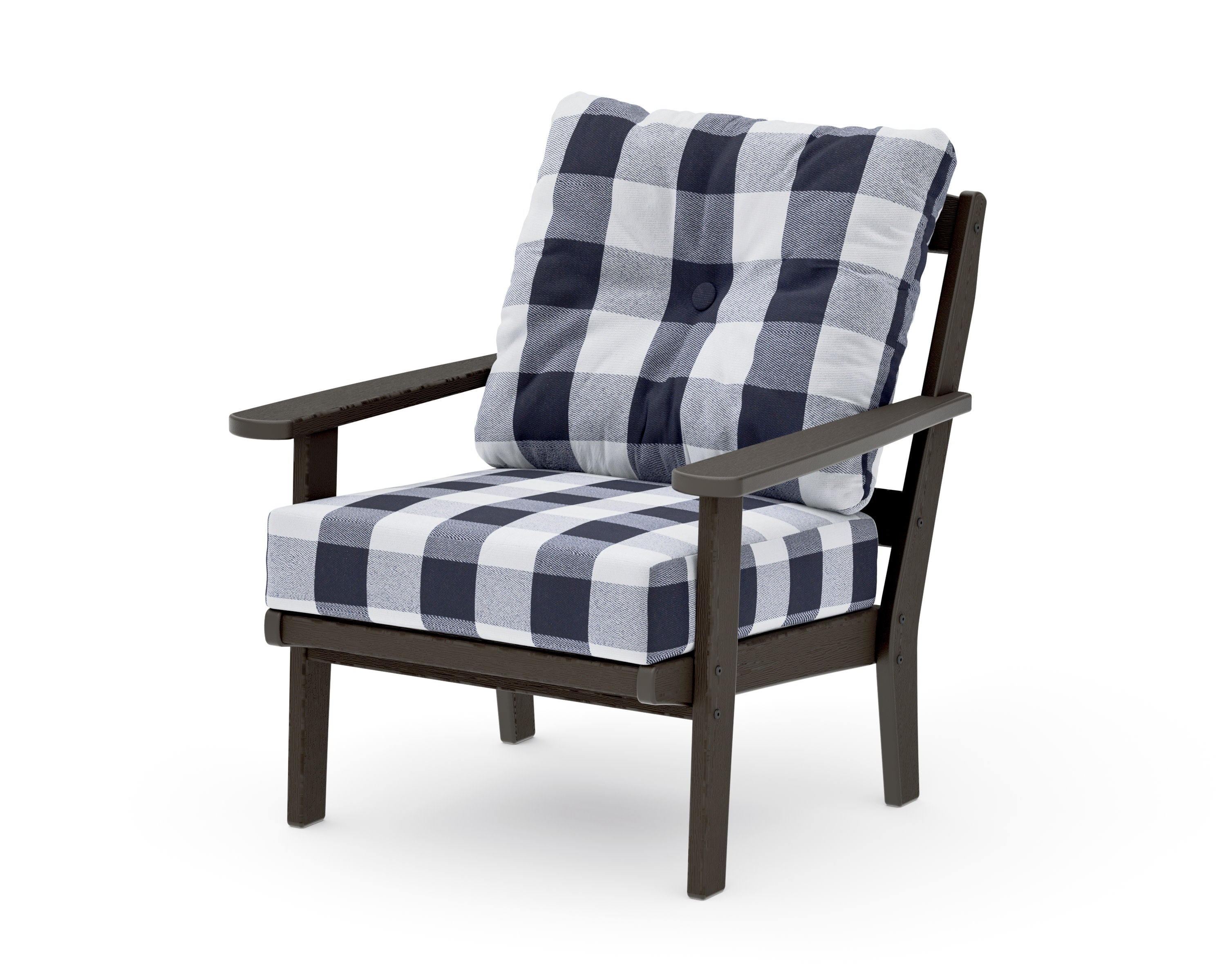 Mission Deep Seating Chair in Vintage Coffee / Buffalo Plaid Navy