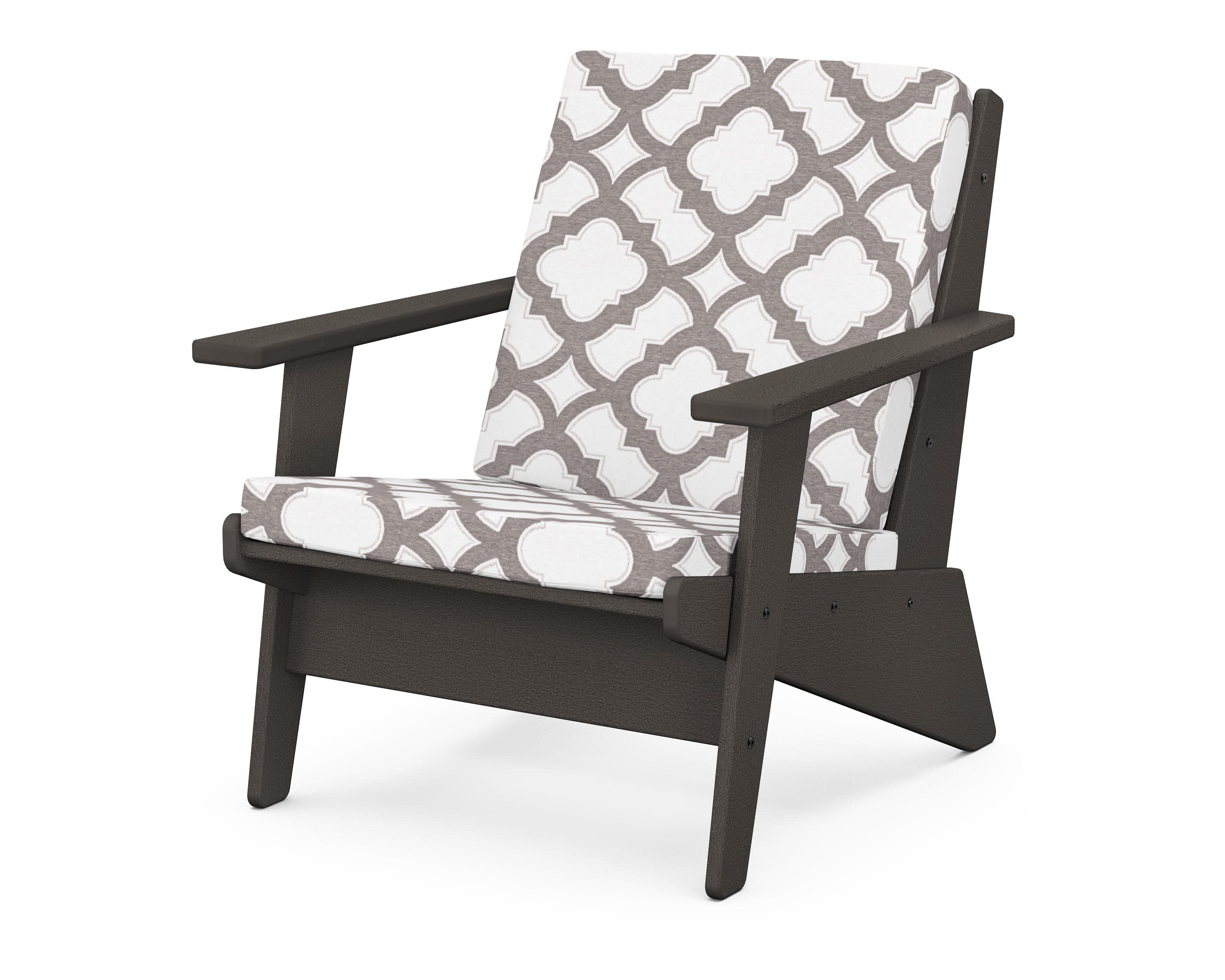 Riviera Modern Lounge Chair in Vintage Coffee / Trellis Grey Mist