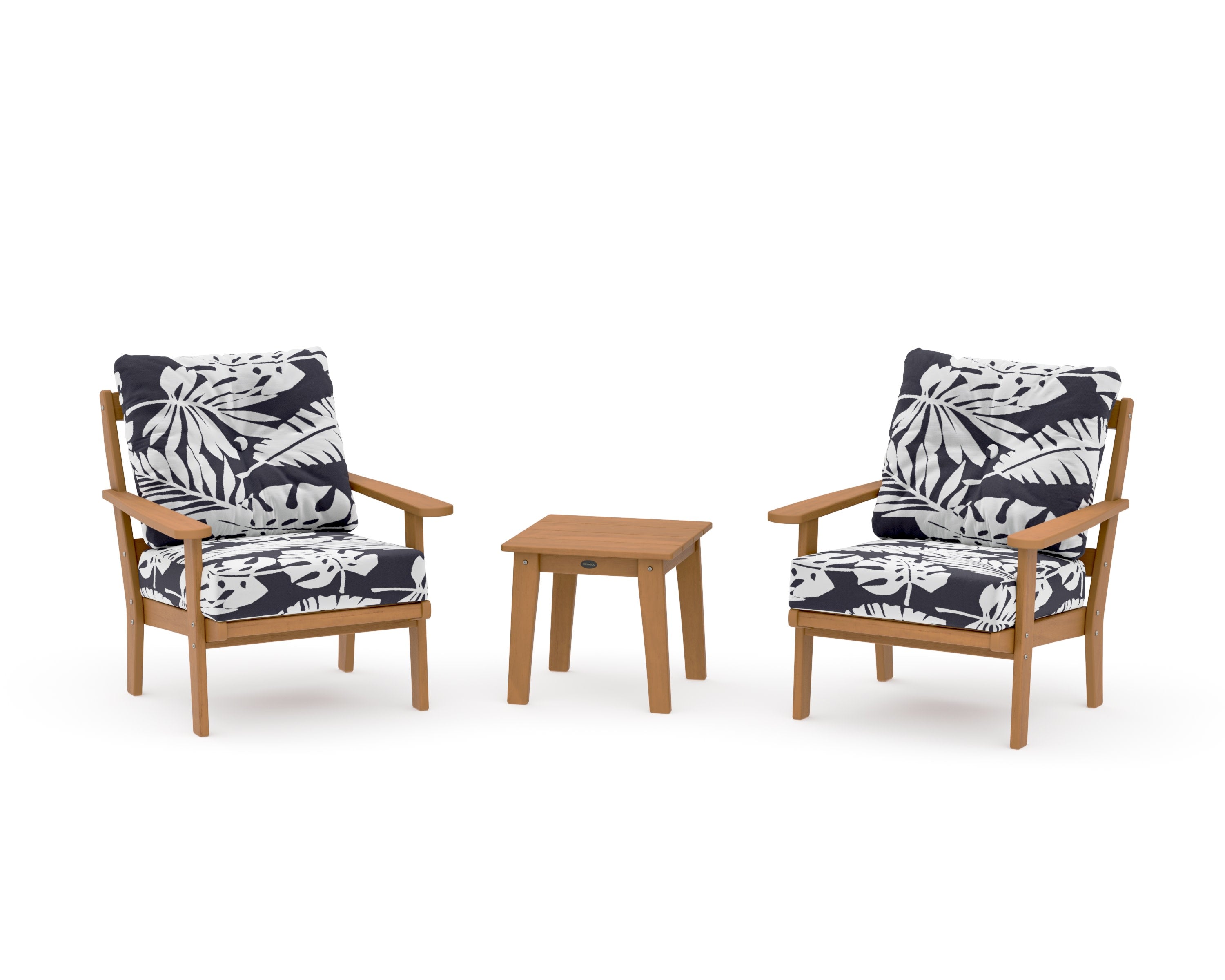 Mission 3-Piece Deep Seating Set in Natural / Leaf Navy