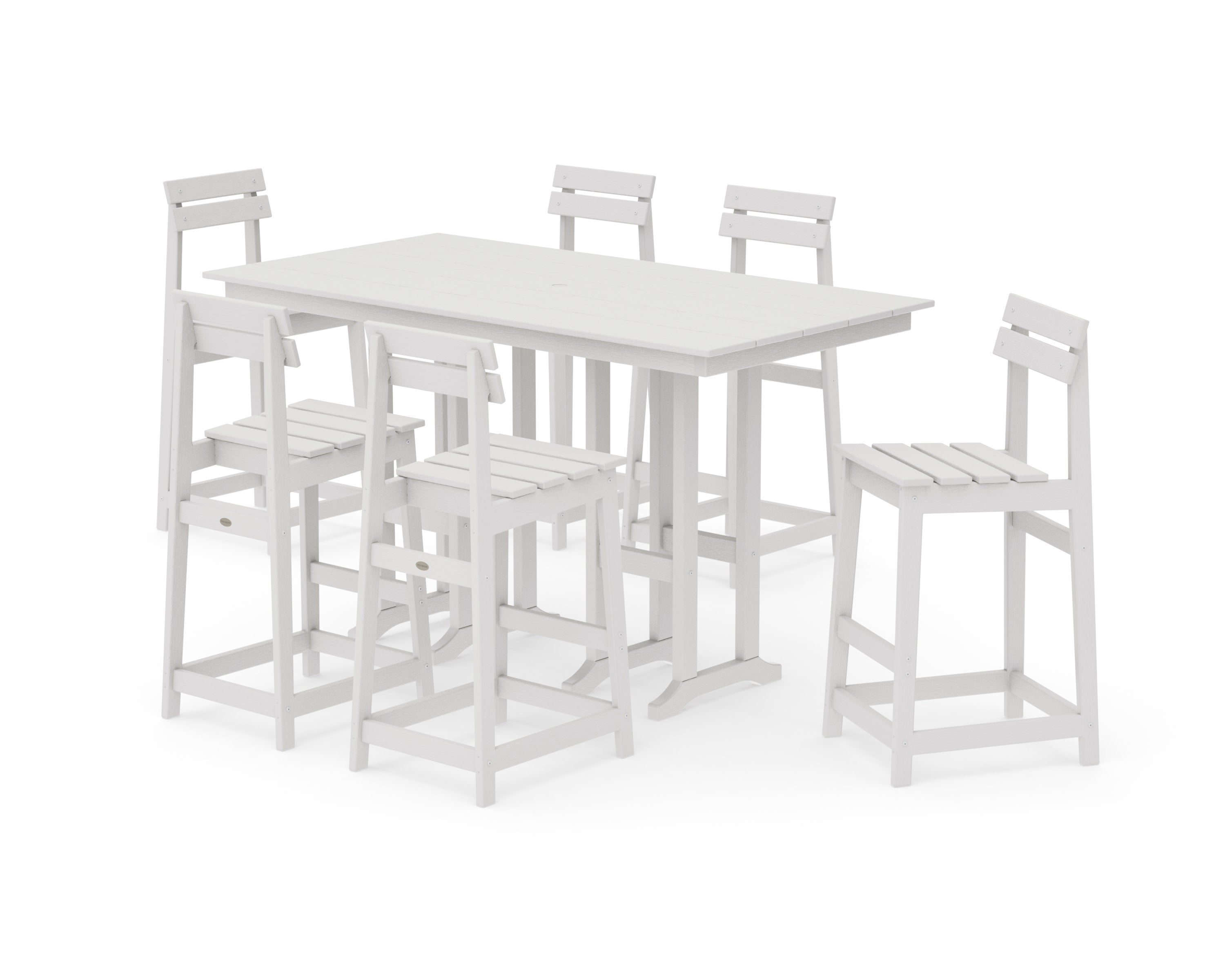 Modern Studio Plaza Bar Chair 7-Piece Set in Vintage White