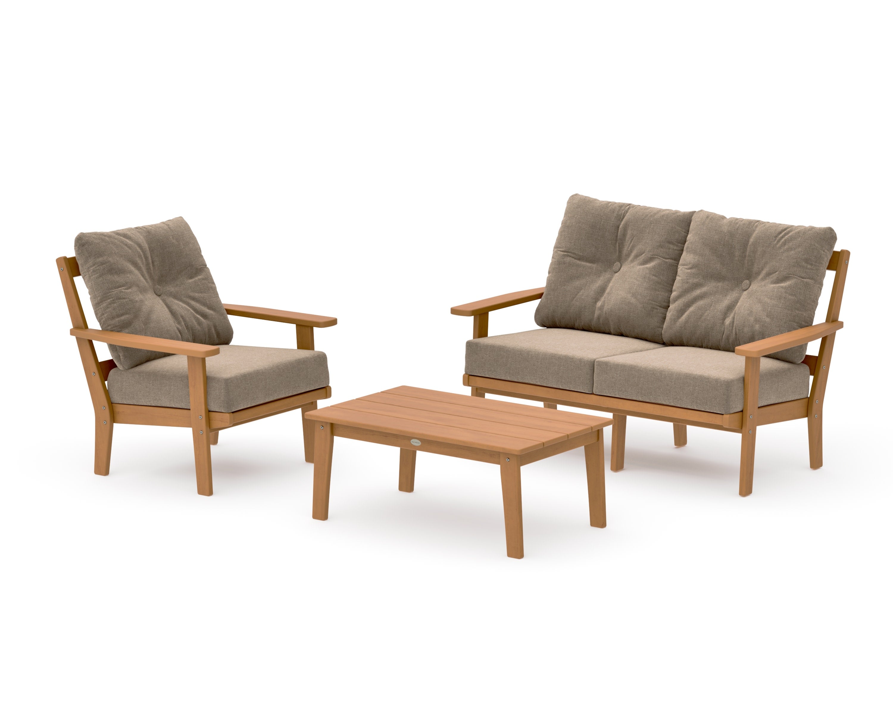 Prairie 3-Piece Deep Seating Set with Loveseat in Natural / Spiced Burlap