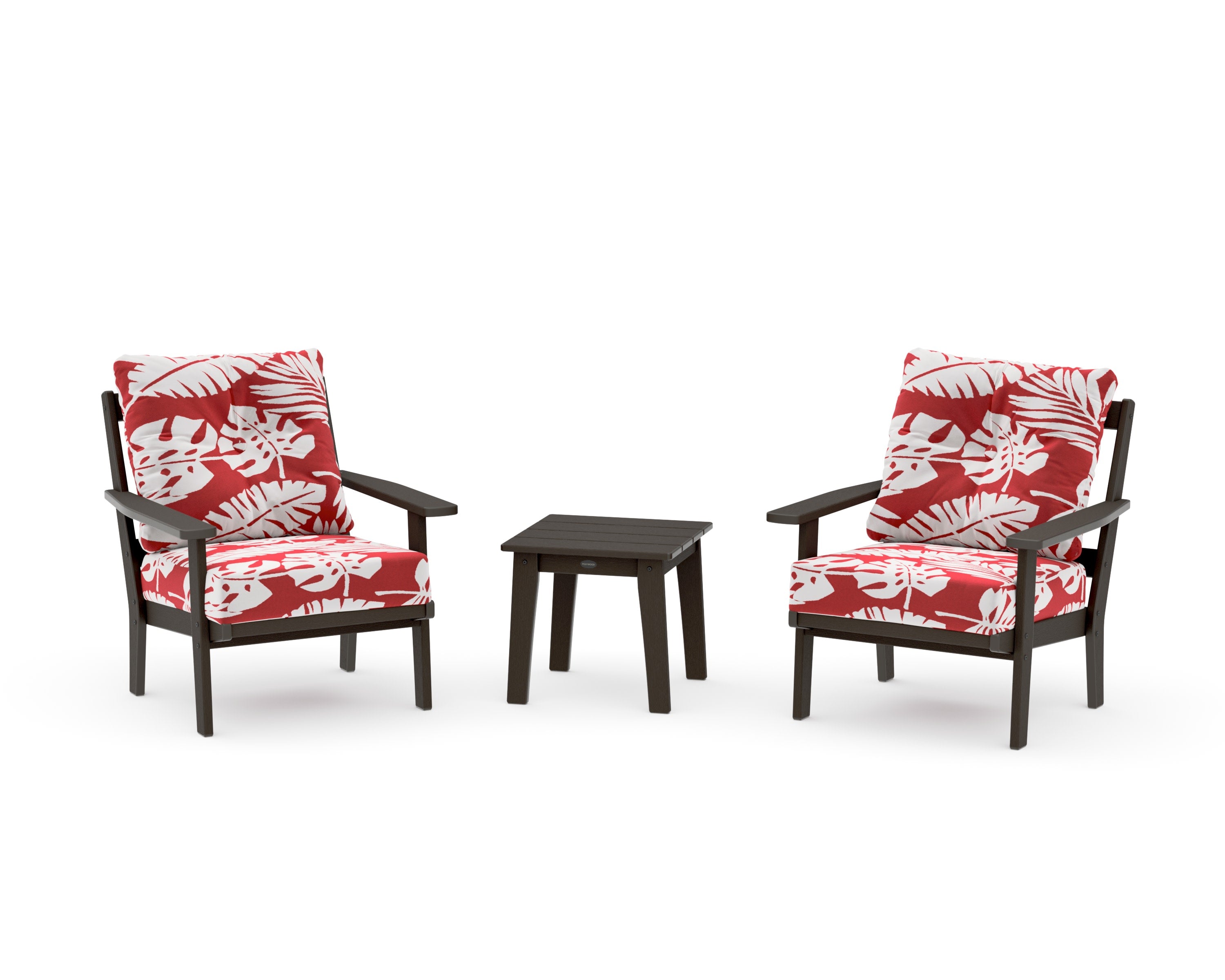 Oxford 3-Piece Deep Seating Set in Vintage Coffee / Leaf Crimson