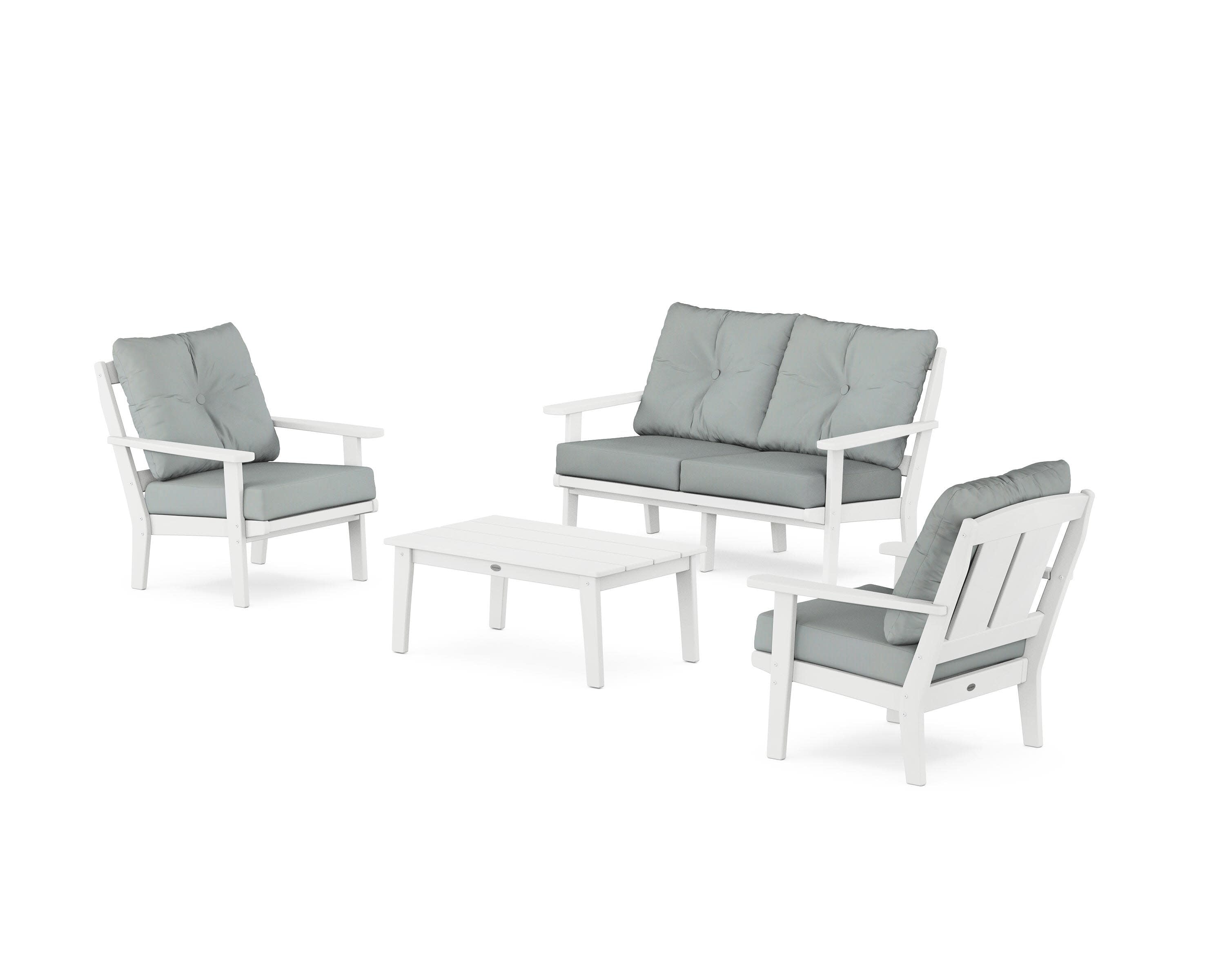 Mission 4-Piece Deep Seating Set with Loveseat in White / Spa