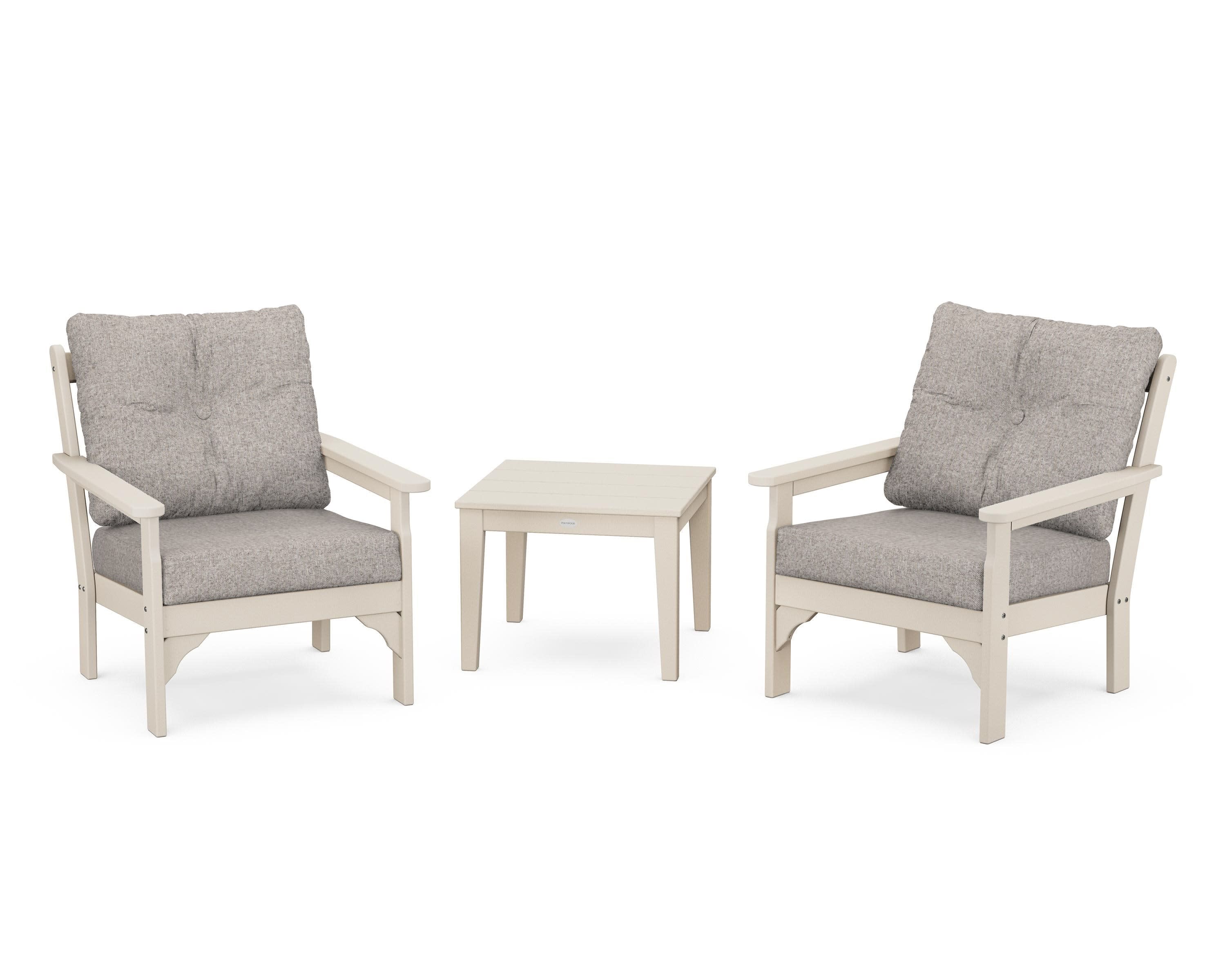 Vineyard 3-Piece Deep Seating Set in Sand / Weathered Tweed