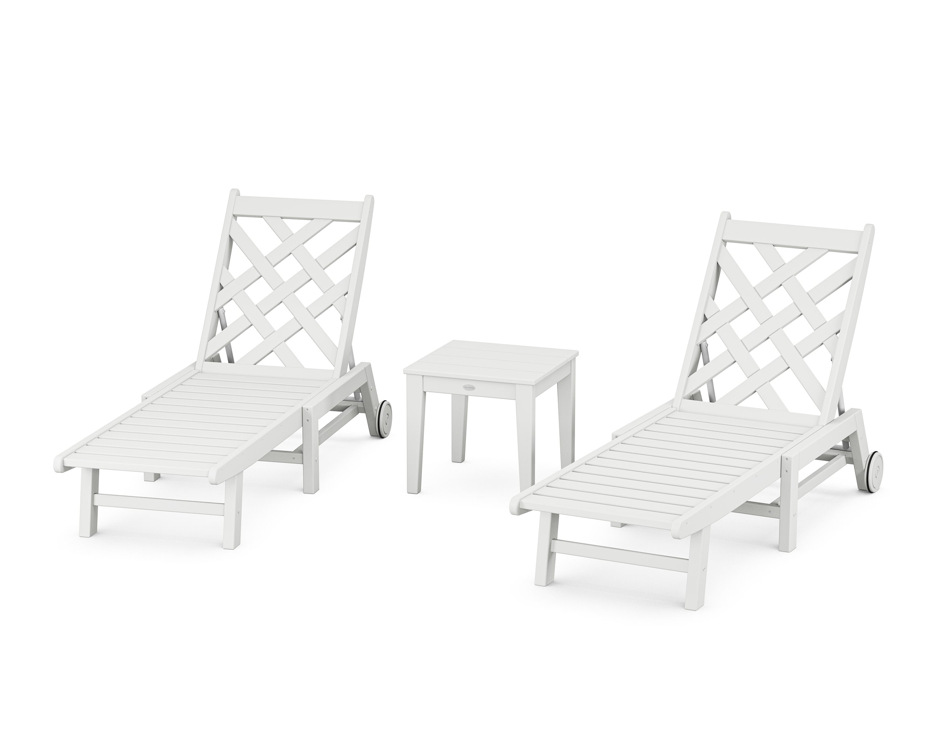 Wovendale 3-Piece Chaise Set with Wheels in White