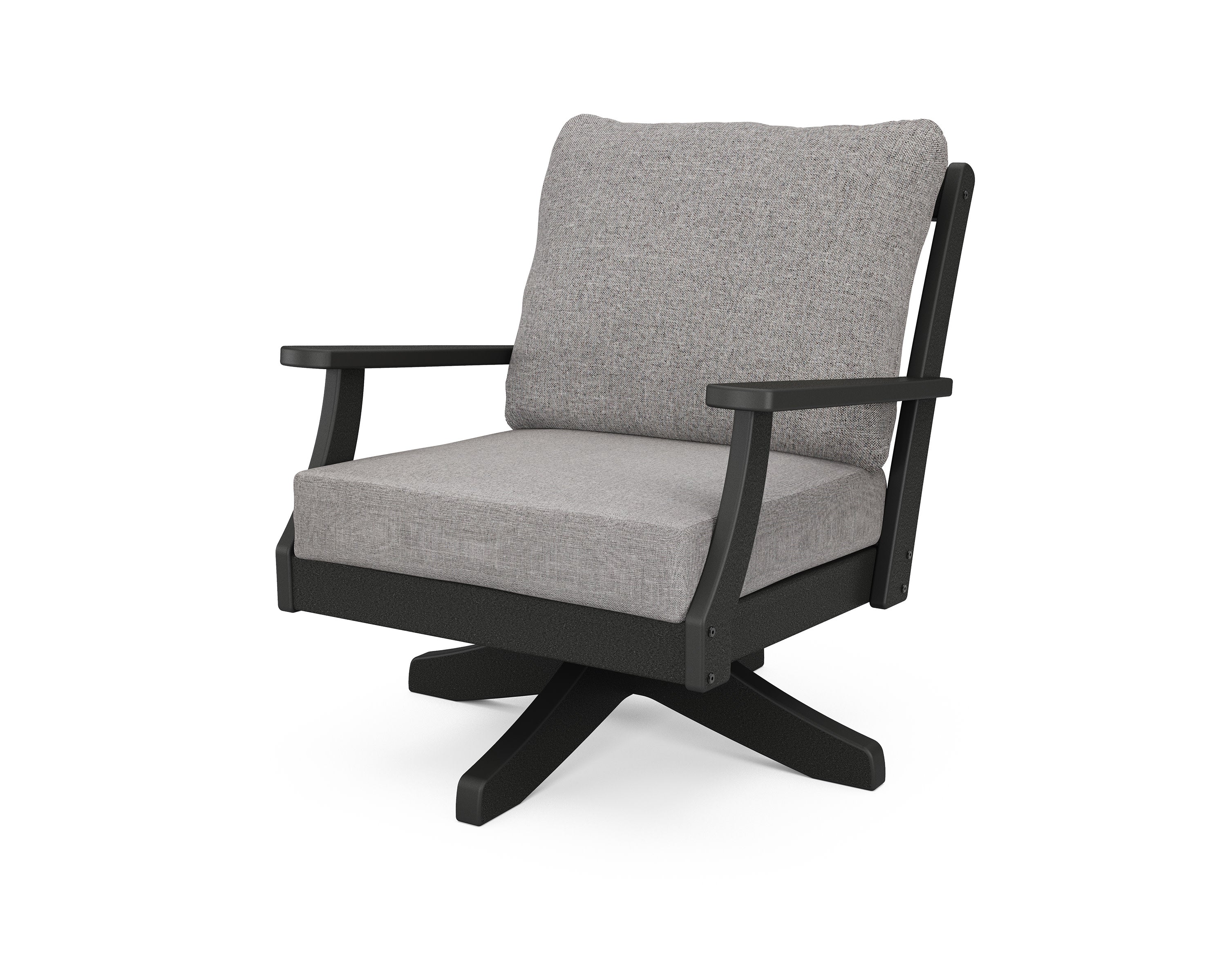 Braxton Deep Seating Swivel Chair in Black / Grey Mist