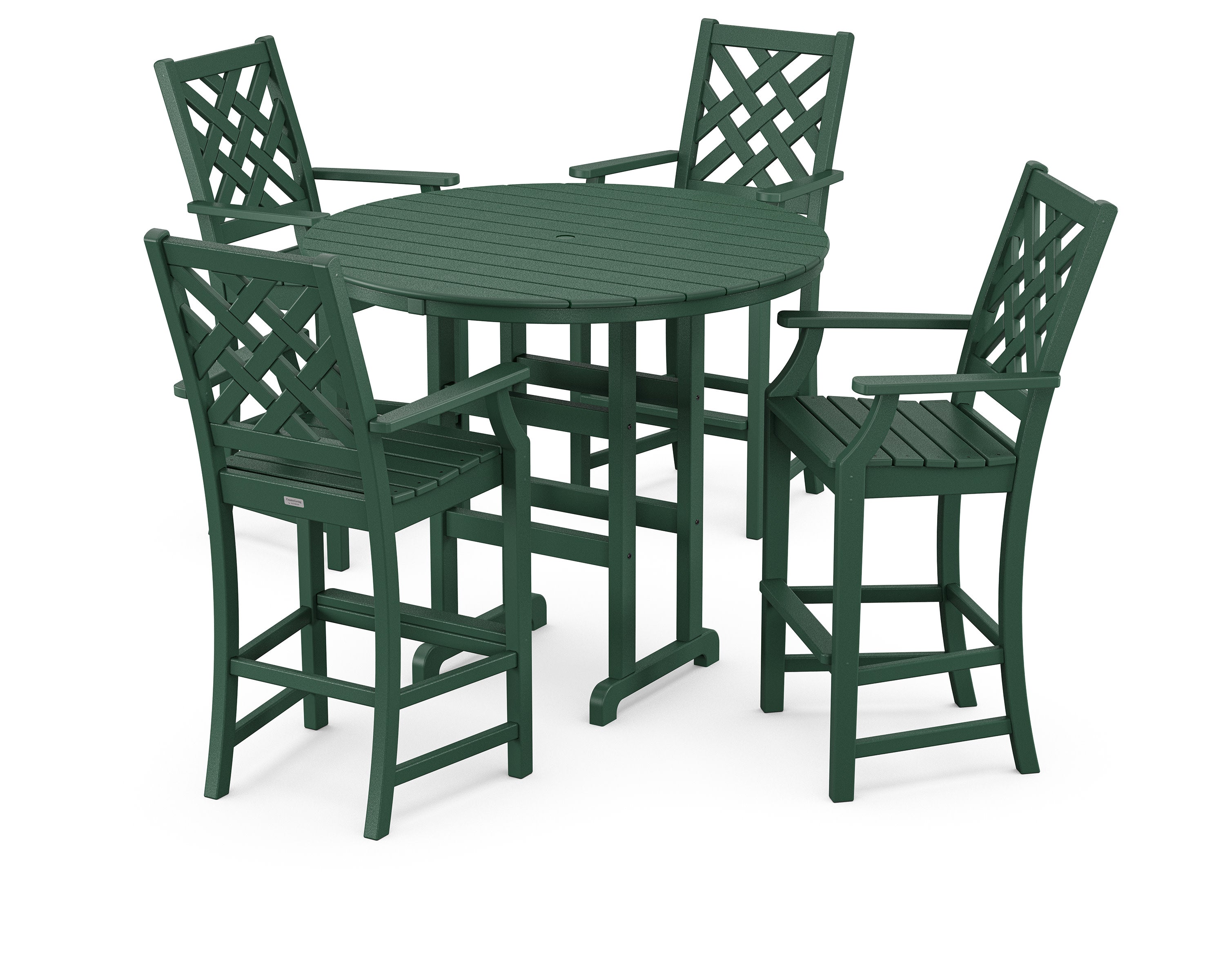 Wovendale 5-Piece Round Farmhouse Bar Set in Green