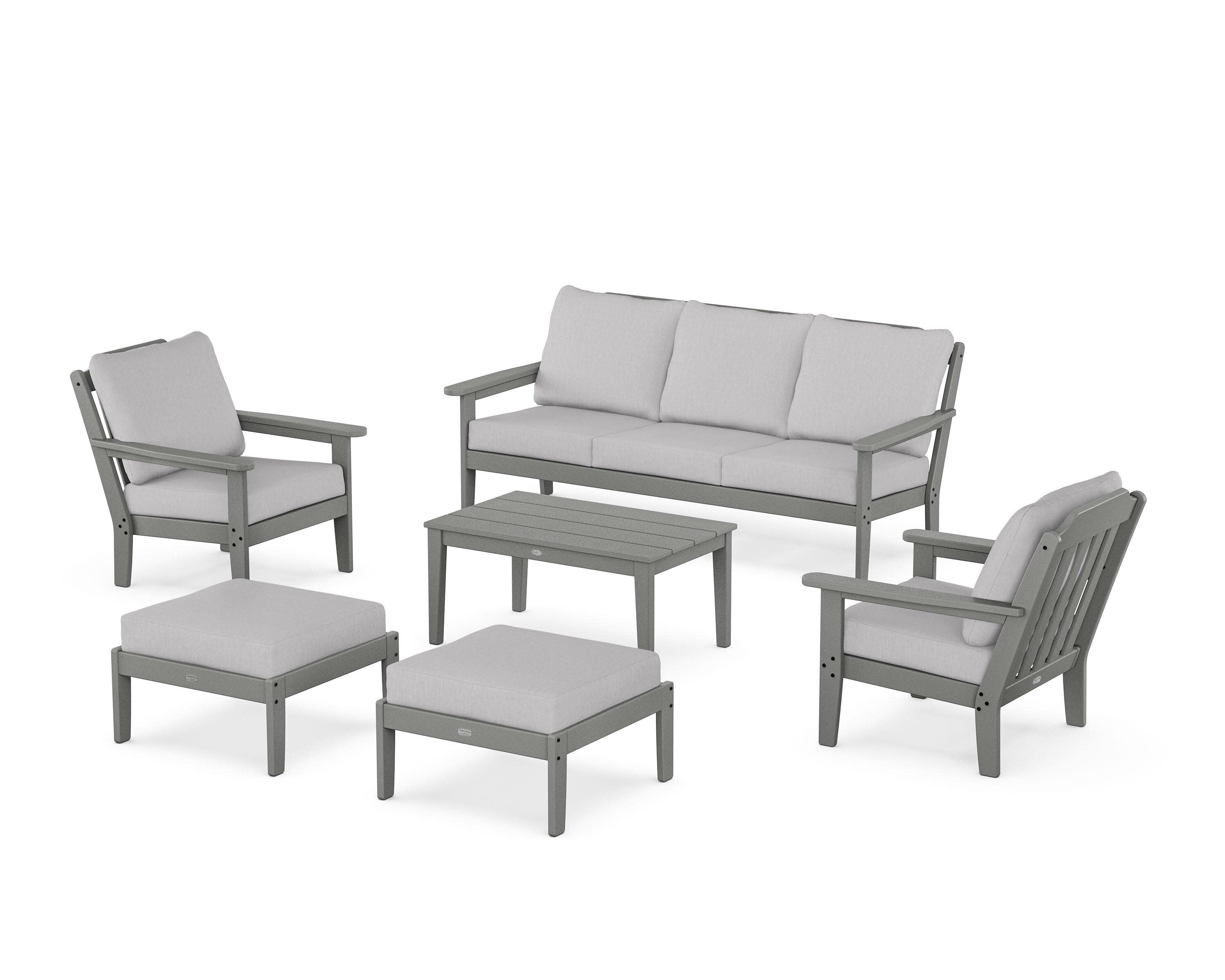 Cottage 6-Piece Lounge Sofa Set in Slate Grey / Granite