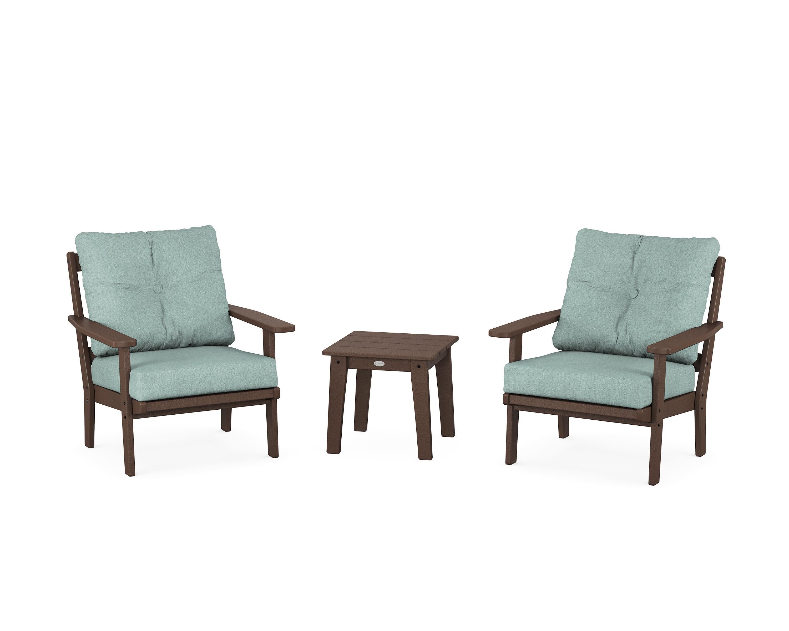 Oxford 3-Piece Deep Seating Set in Mahogany / Glacier Spa
