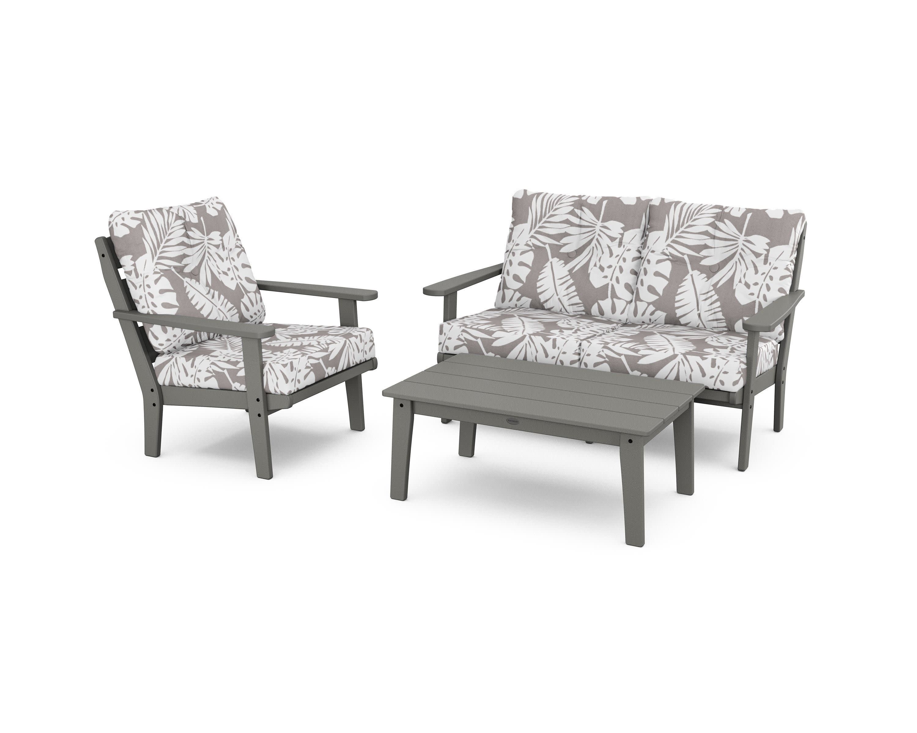 Lakeside 3-Piece Deep Seating Set in Slate Grey / Leaf Grey Mist