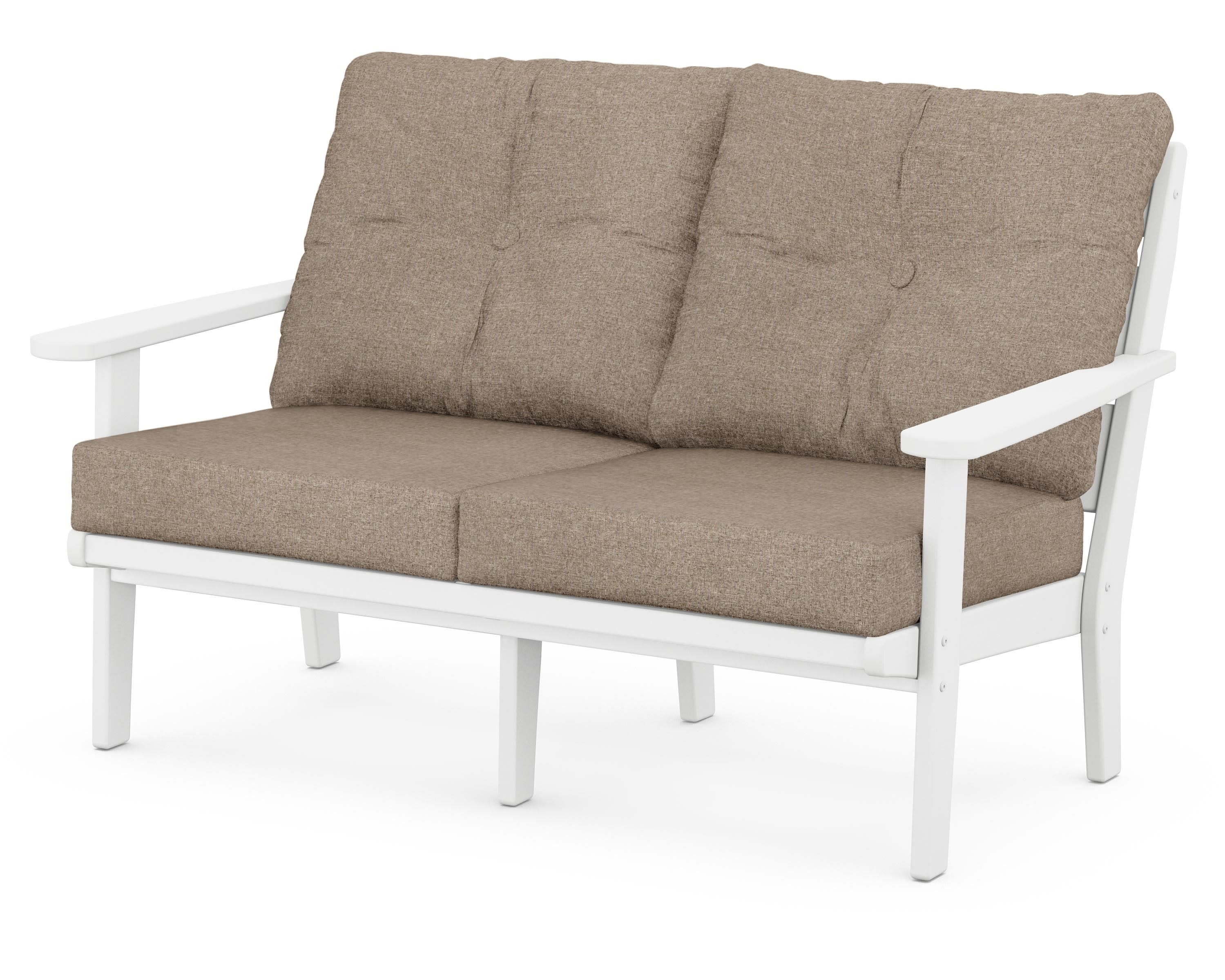 Lakeside Deep Seating Loveseat in White / Spiced Burlap