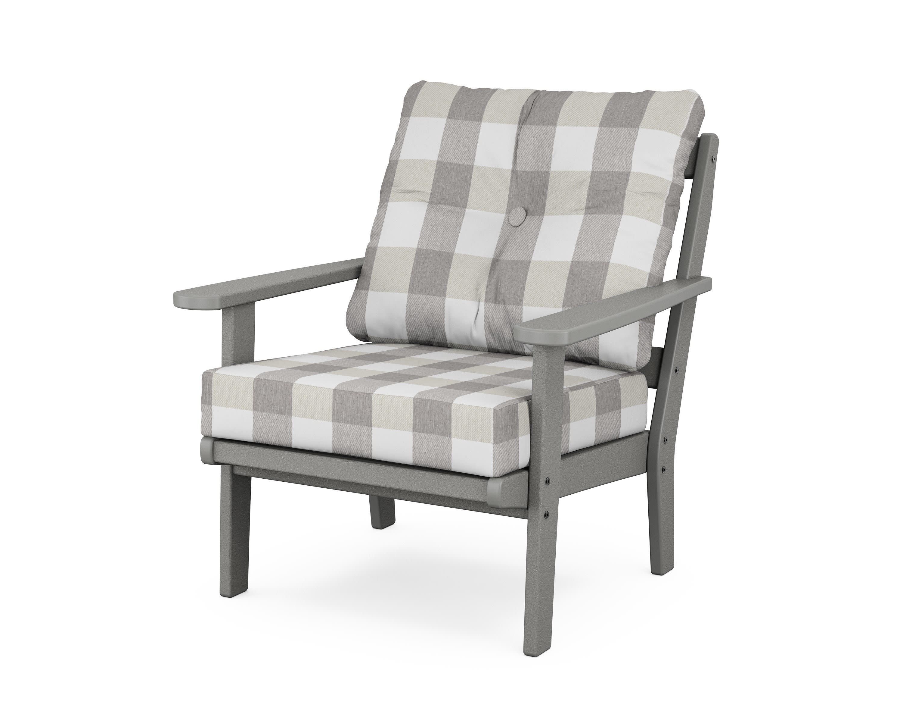 Mission Deep Seating Chair in Slate Grey / Buffalo Plaid Grey Mist