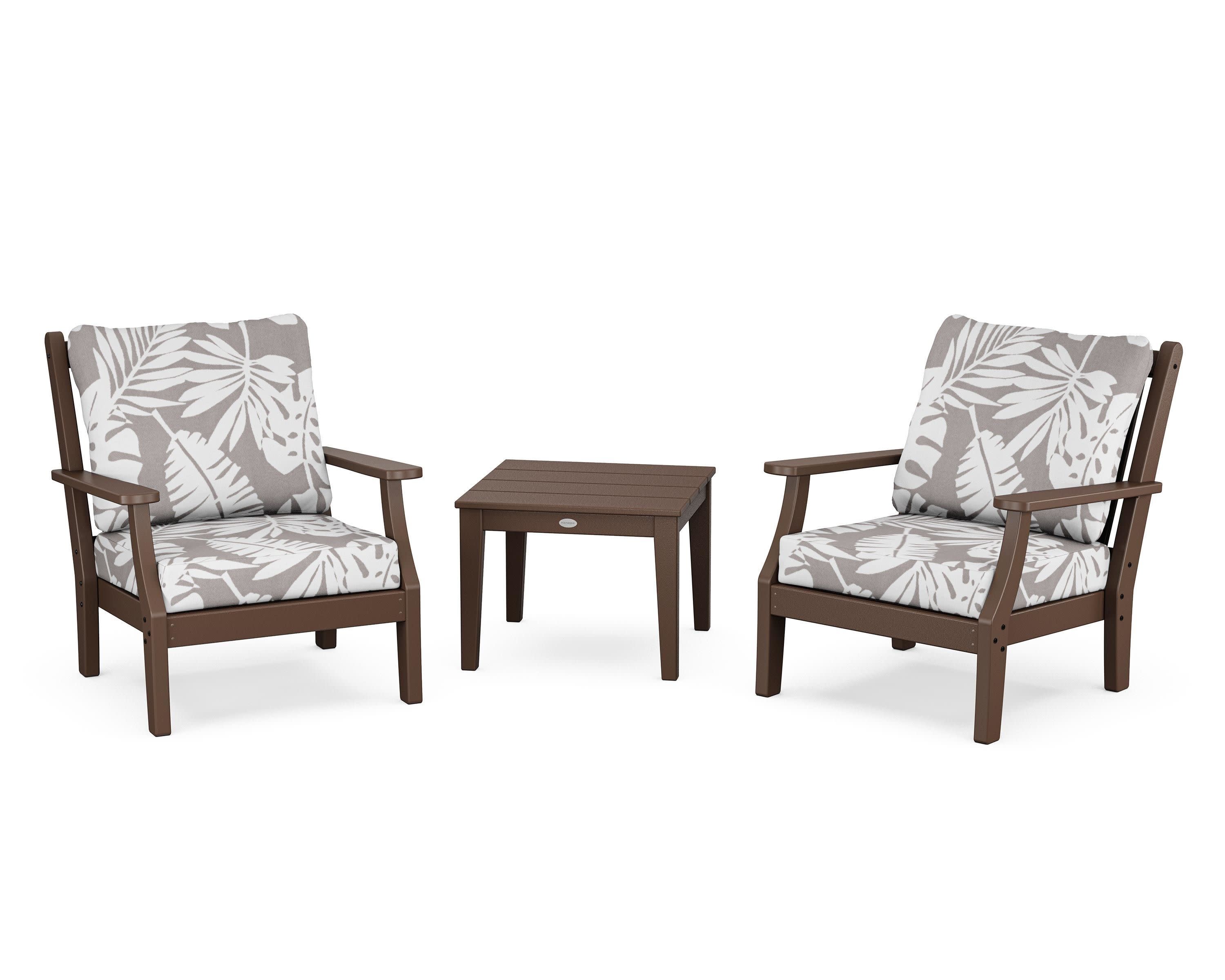 Wovendale 3-Piece Deep Seating Set in Mahogany / Leaf Grey Mist