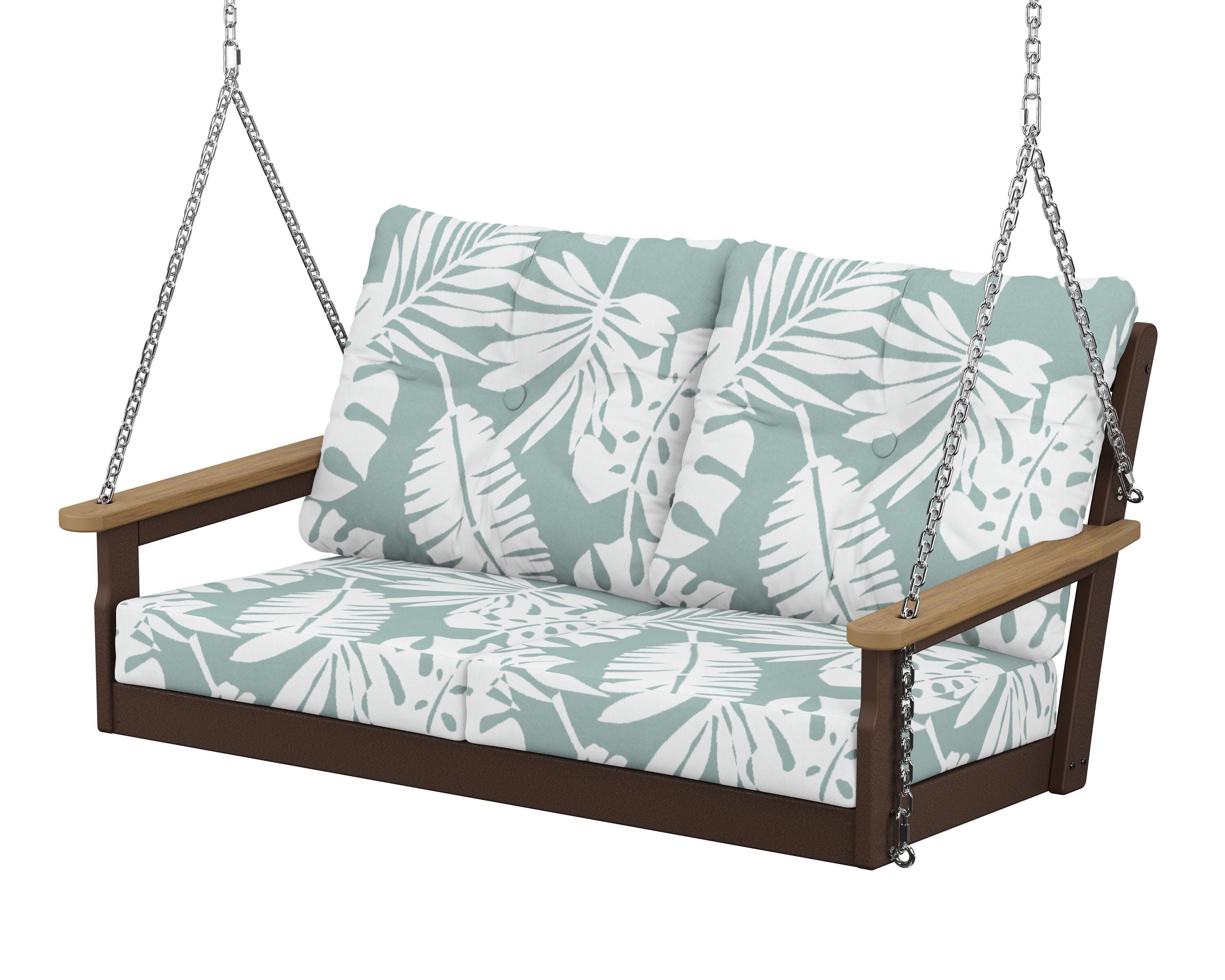 Vineyard Deep Seating Swing in Mahogany / Natural / Leaf Glacier Spa
