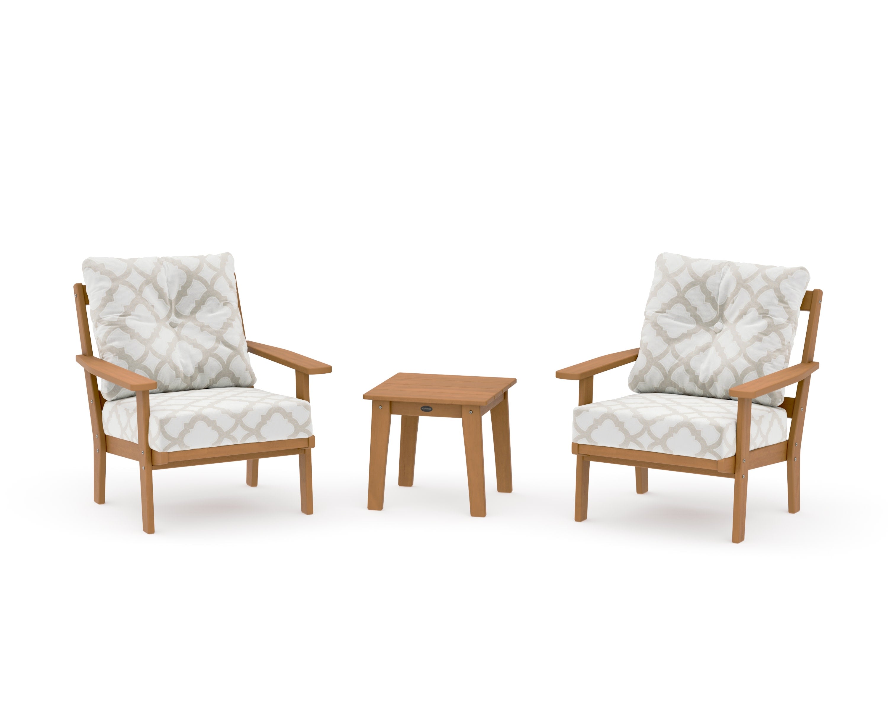 Oxford 3-Piece Deep Seating Set in Natural / Trellis Dune Burlap