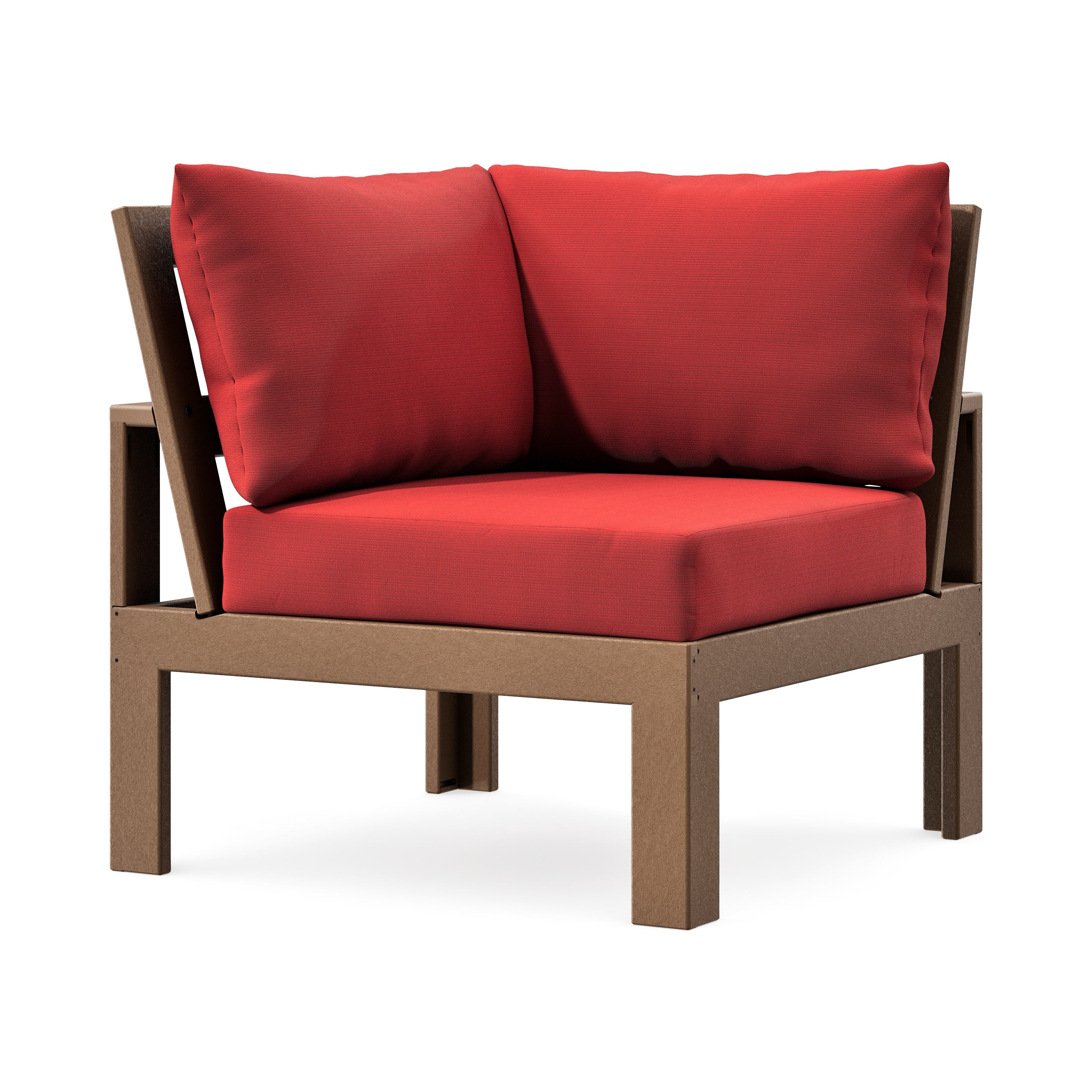 Modular Corner Chair in Teak / Crimson Linen