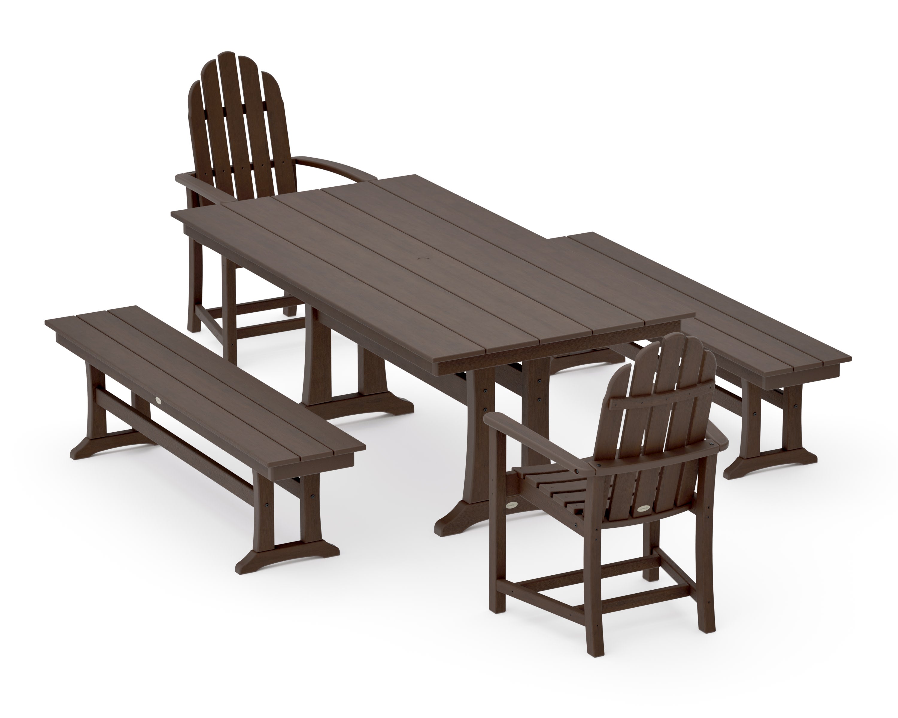Classic Adirondack 5-Piece Farmhouse Dining Set With Trestle Legs in Kona