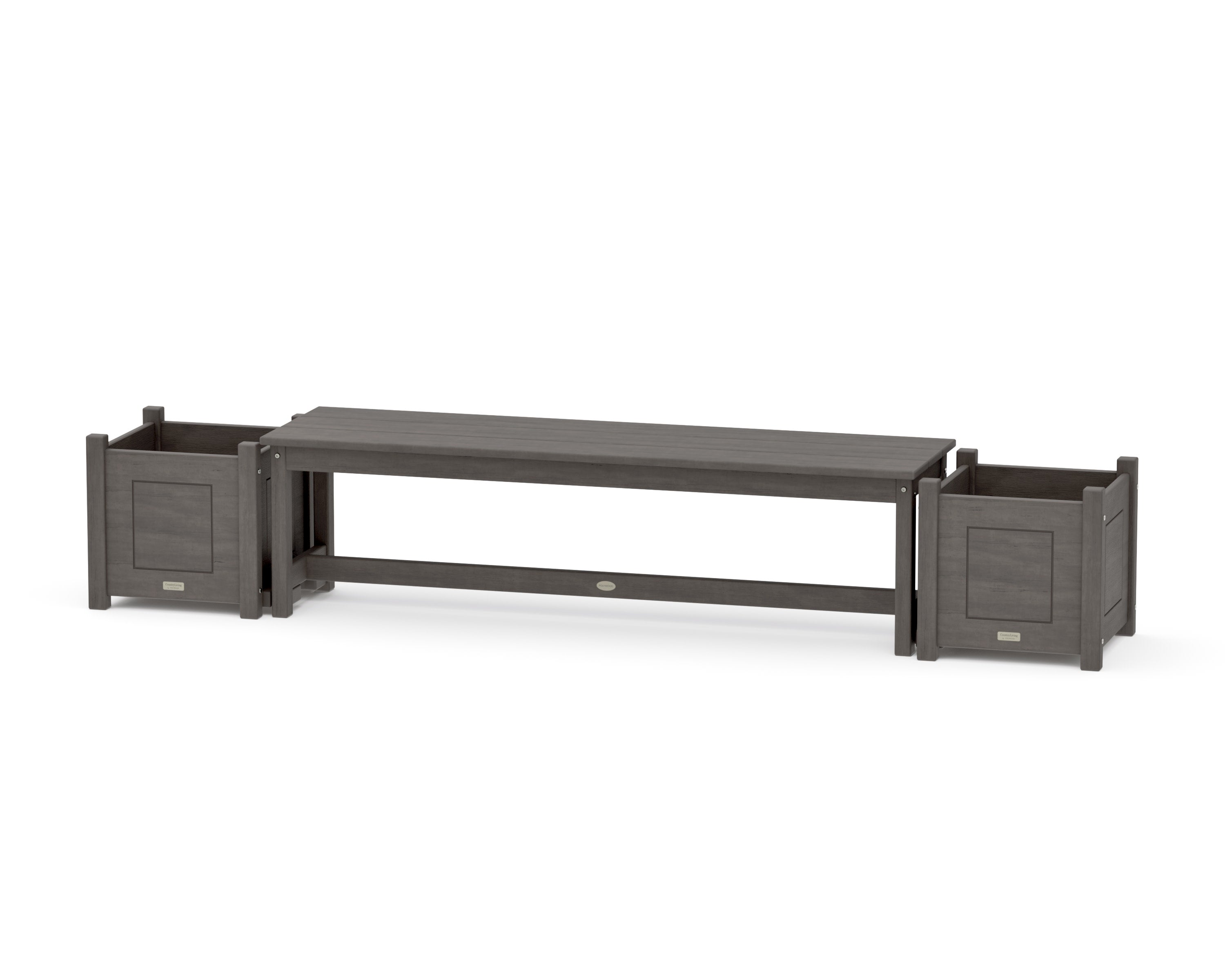 60" Country Living Straight Planter Bench Set in Driftwood