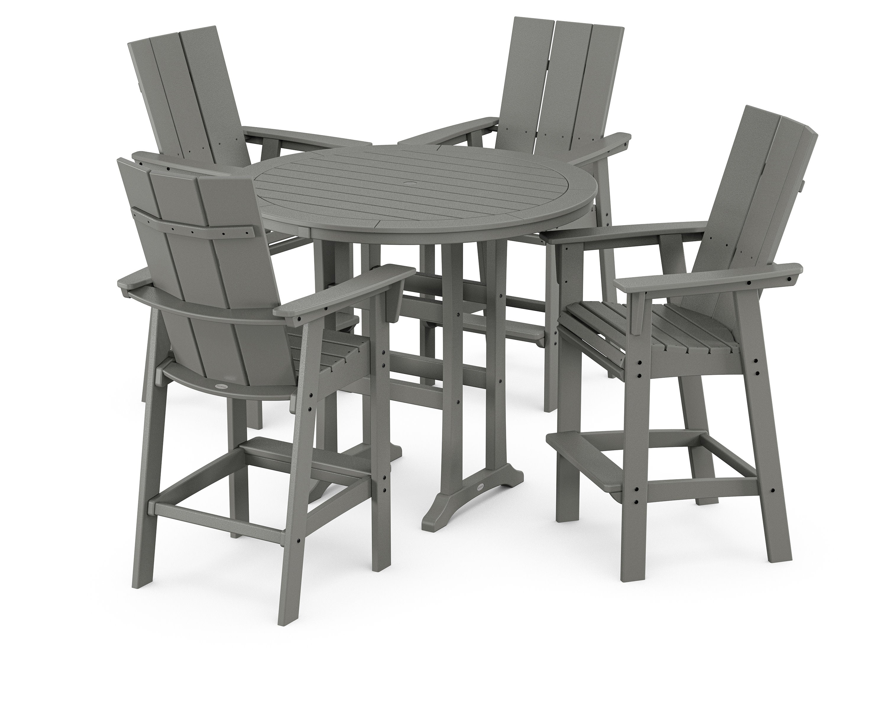 Modern Curveback Adirondack 5-Piece Nautical Trestle Bar Set in Slate Grey
