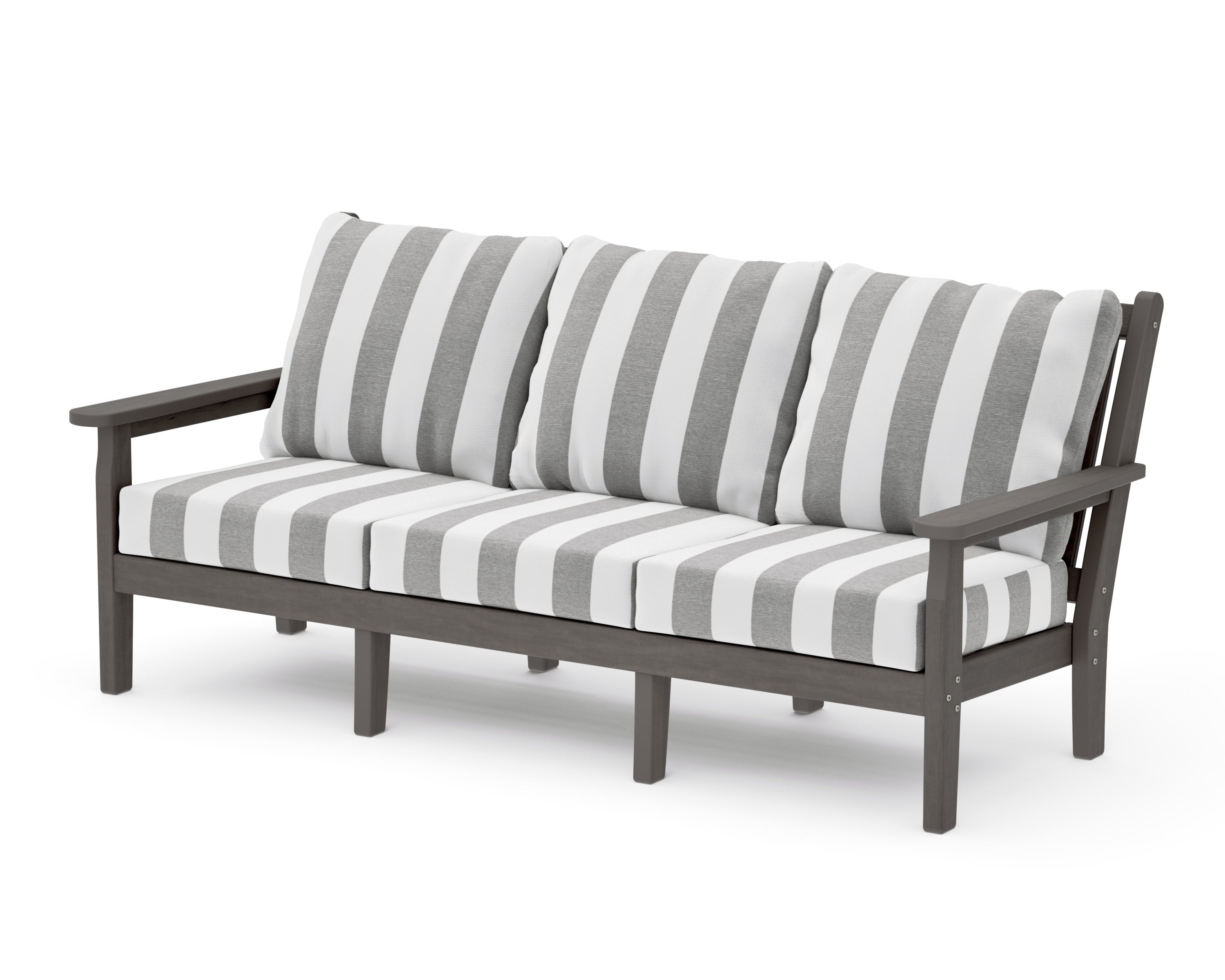 Chippendale Deep Seating Sofa in Driftwood / Cabana Stripe Grey Mist