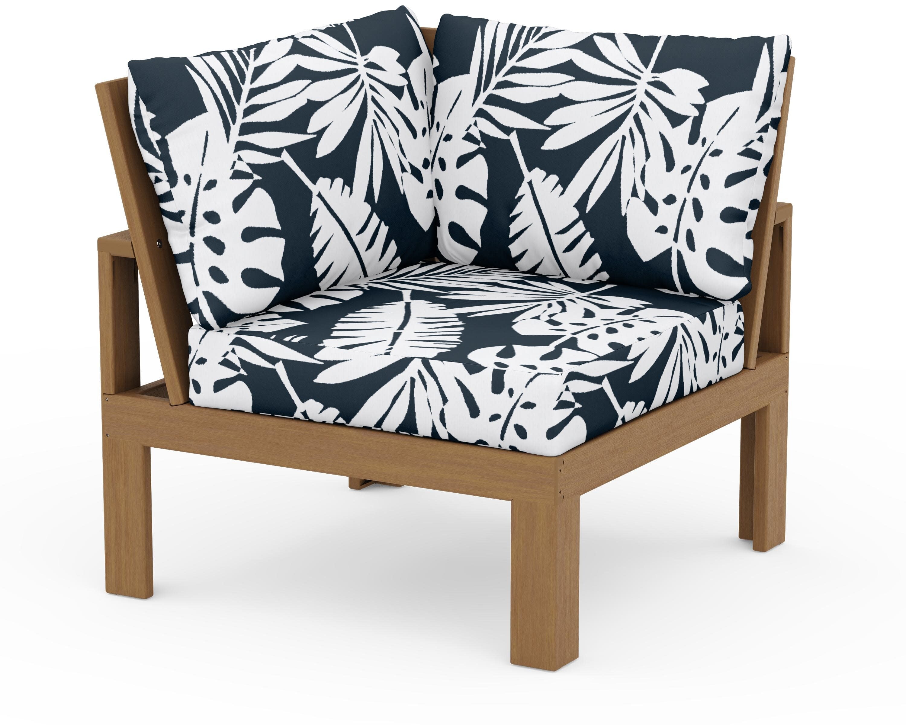 Modular Corner Chair in Natural / Leaf Marine Indigo