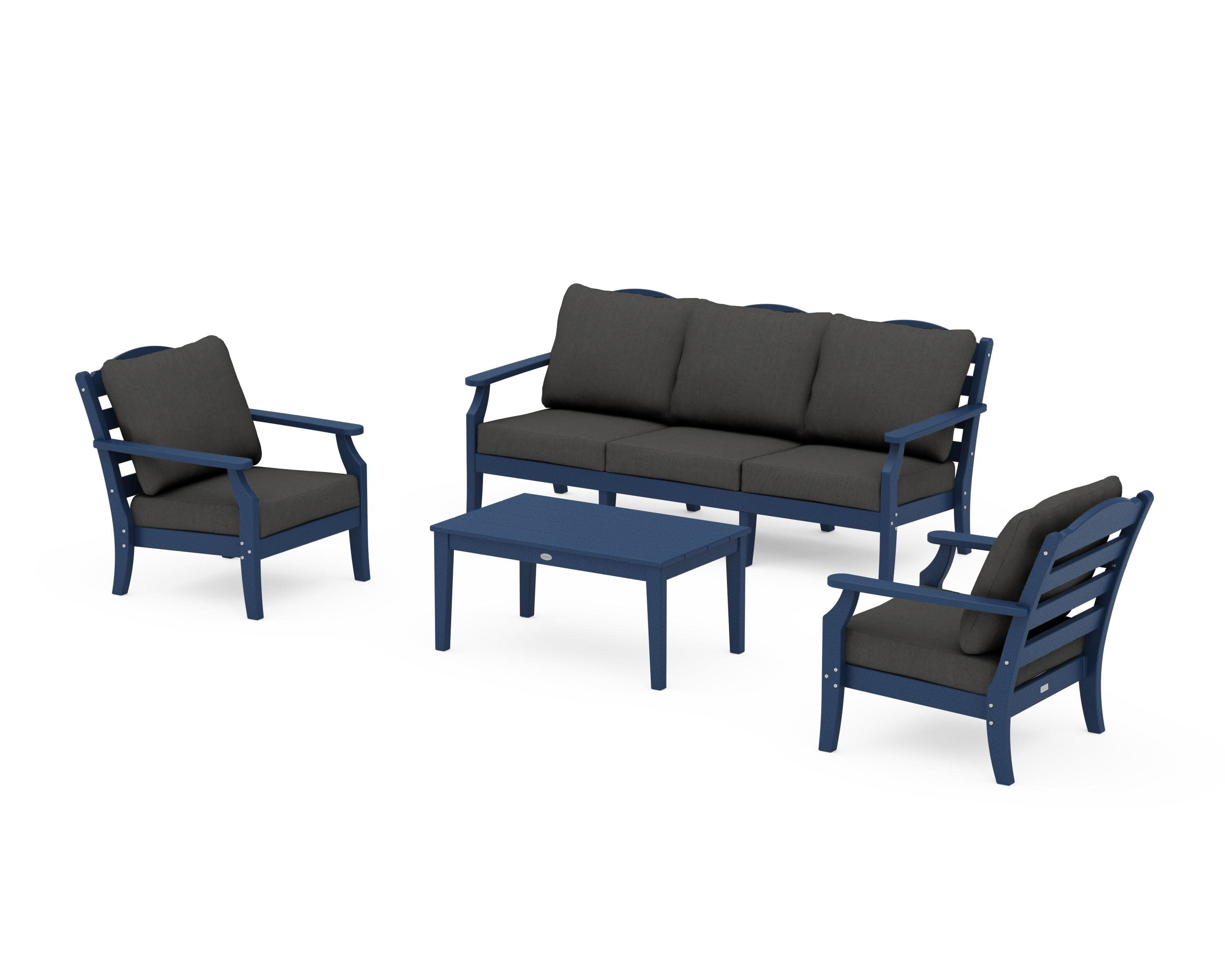 Savannah 4-Piece Deep Seating Set with Sofa in Navy / Spectrum Carbon