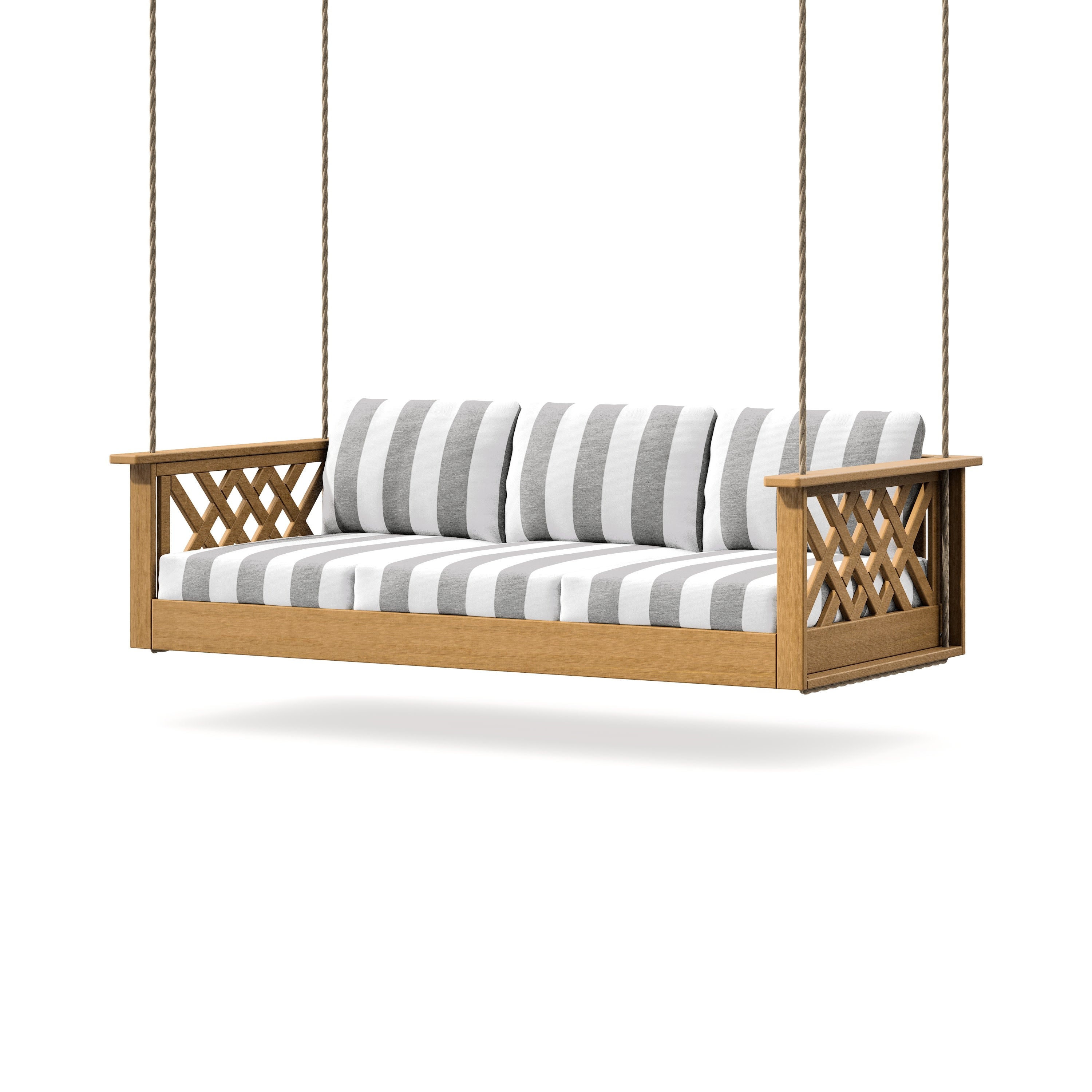 Wovendale Daybed Swing in Natural / Cabana Stripe Grey Mist