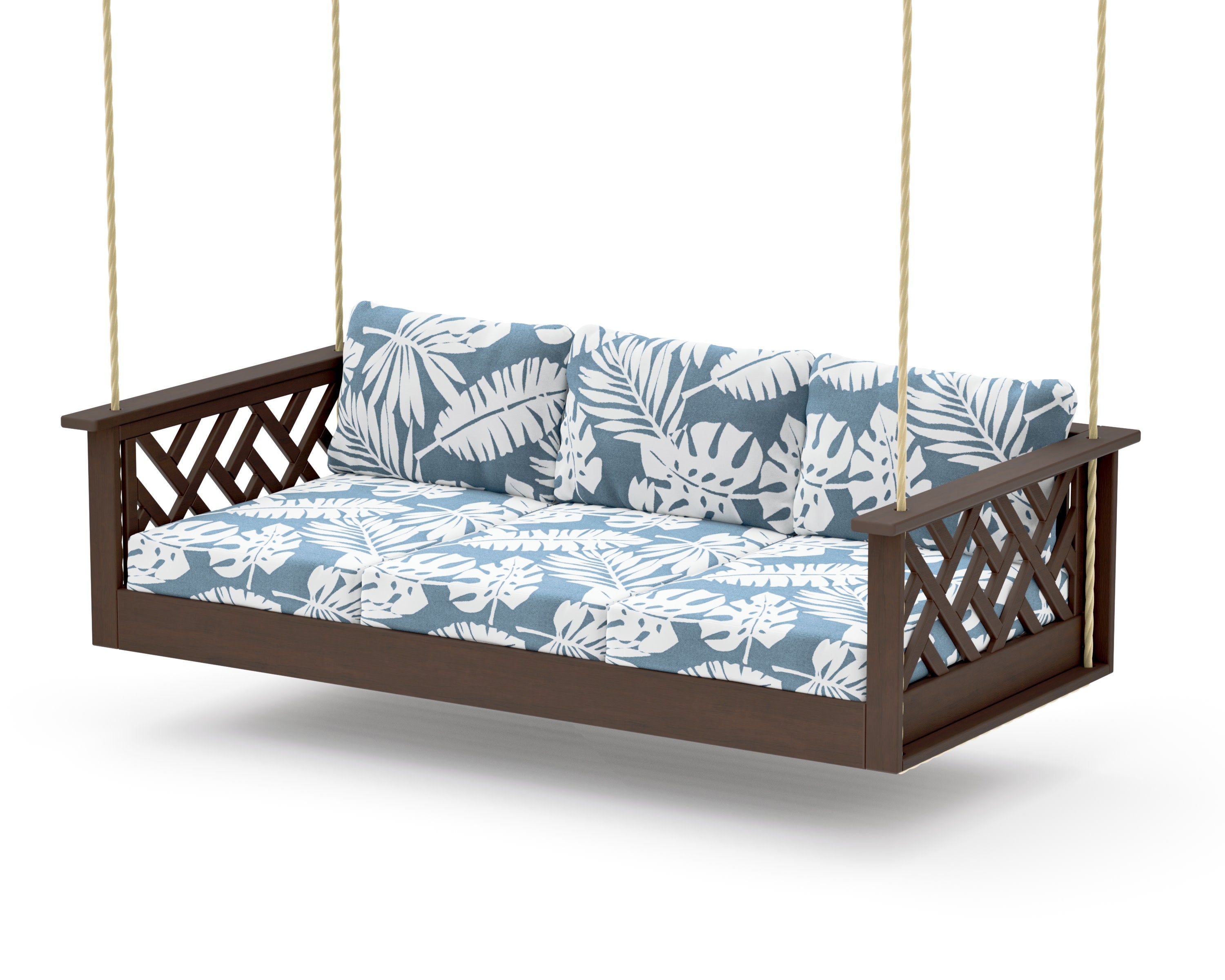 Chippendale Daybed Swing in Kona / Leaf Sky Blue
