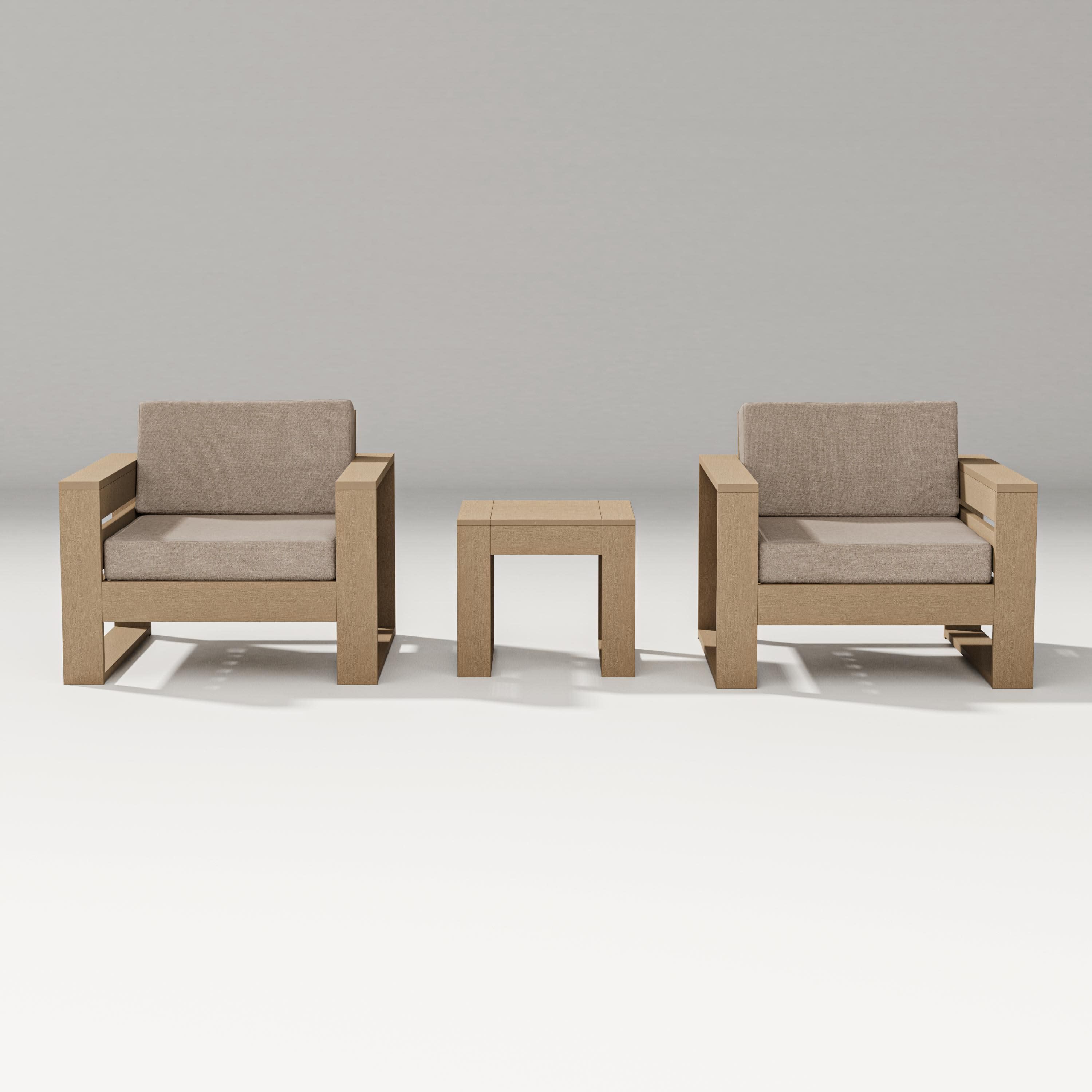 Latitude 3-Piece Lounge Chair Set in Vintage Sahara / Spiced Burlap