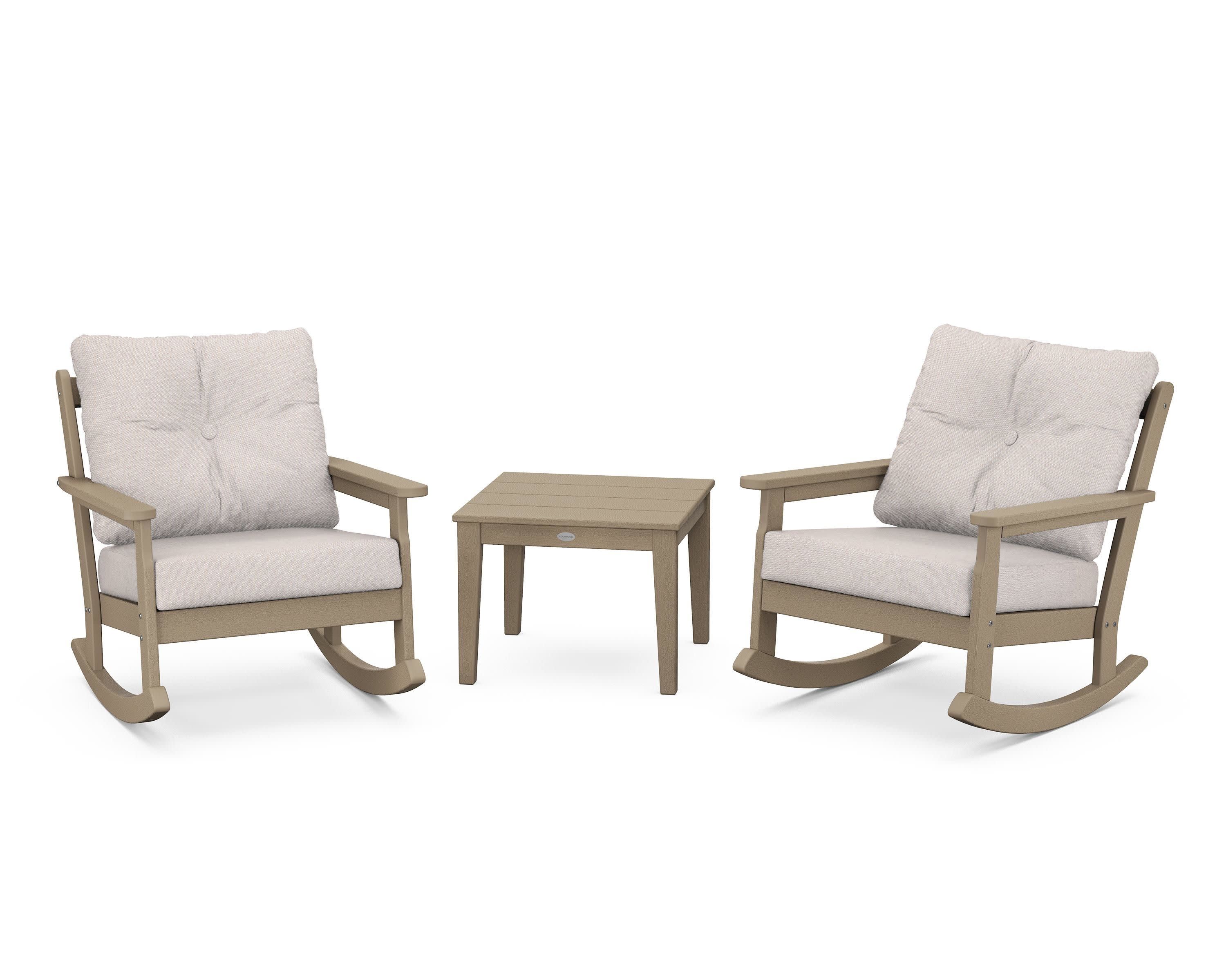 Vineyard 3-Piece Deep Seating Rocker Set in Vintage Sahara / Dune Burlap