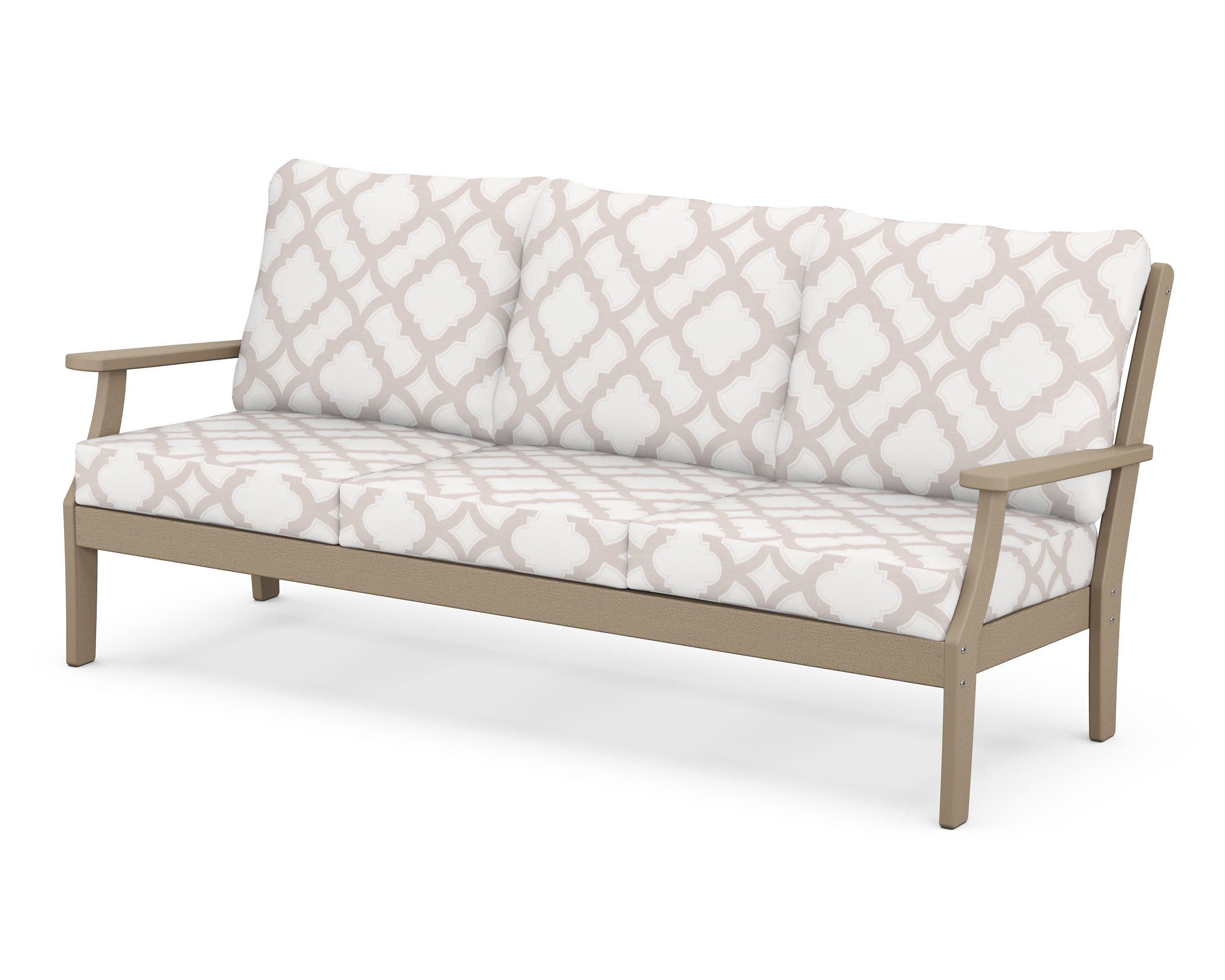 Braxton Deep Seating Sofa in Vintage Sahara / Trellis Dune Burlap